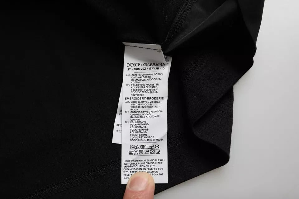 Dolce &amp; Gabbana Tricou negru din bumbac cu mânecă scurtă pentru bărbați