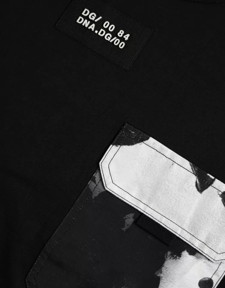 Dolce &amp; Gabbana Tricou negru din bumbac cu mânecă scurtă pentru bărbați