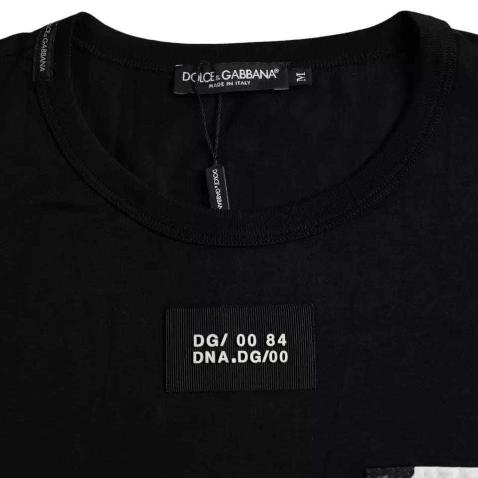 Dolce &amp; Gabbana Tricou negru din bumbac cu mânecă scurtă pentru bărbați