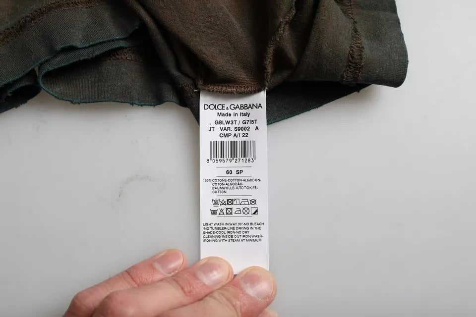 Tricou Dolce &amp; Gabbana cu guler rotund din bumbac gri Color Splash