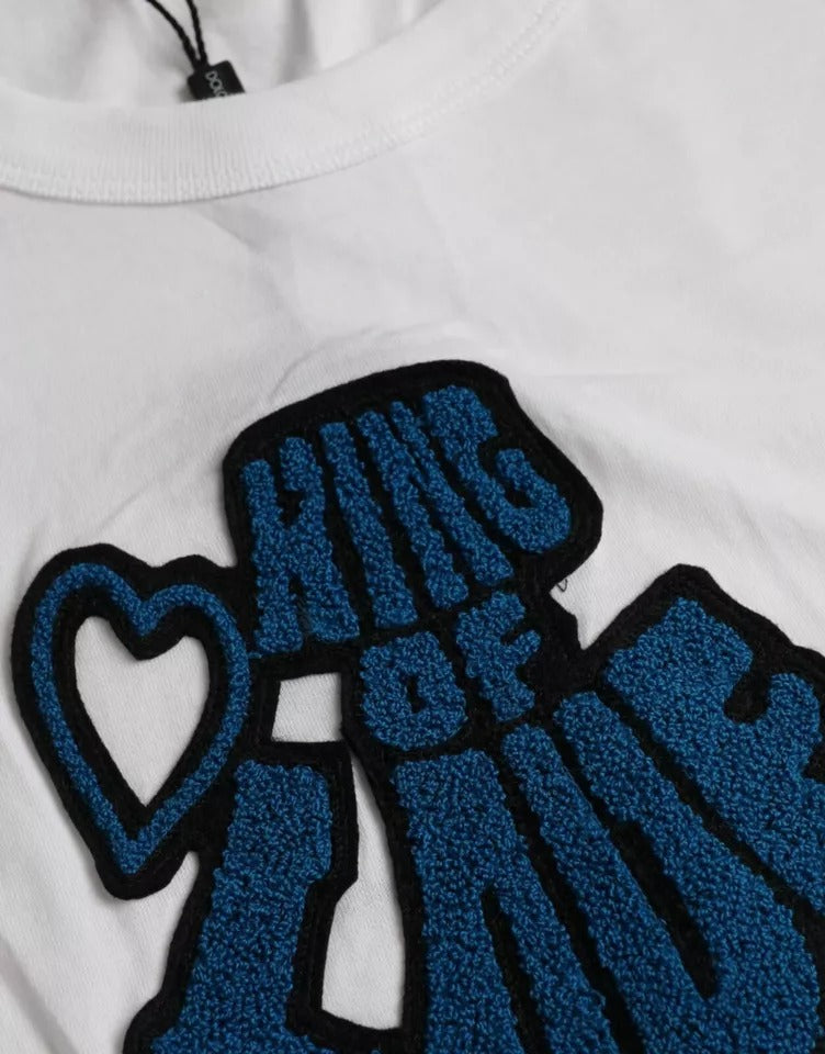 Tricou Dolce &amp; Gabbana alb cu mânecă scurtă și guler rotund King Of Love