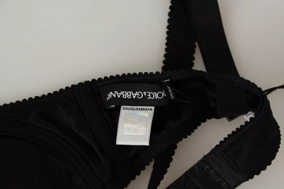 Lenjerie Sutien Balconcino din Dantela de Matase Neagra Dolce &amp; Gabbana