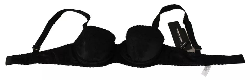Lenjerie Sutien Balconcino din Dantela de Matase Neagra Dolce &amp; Gabbana