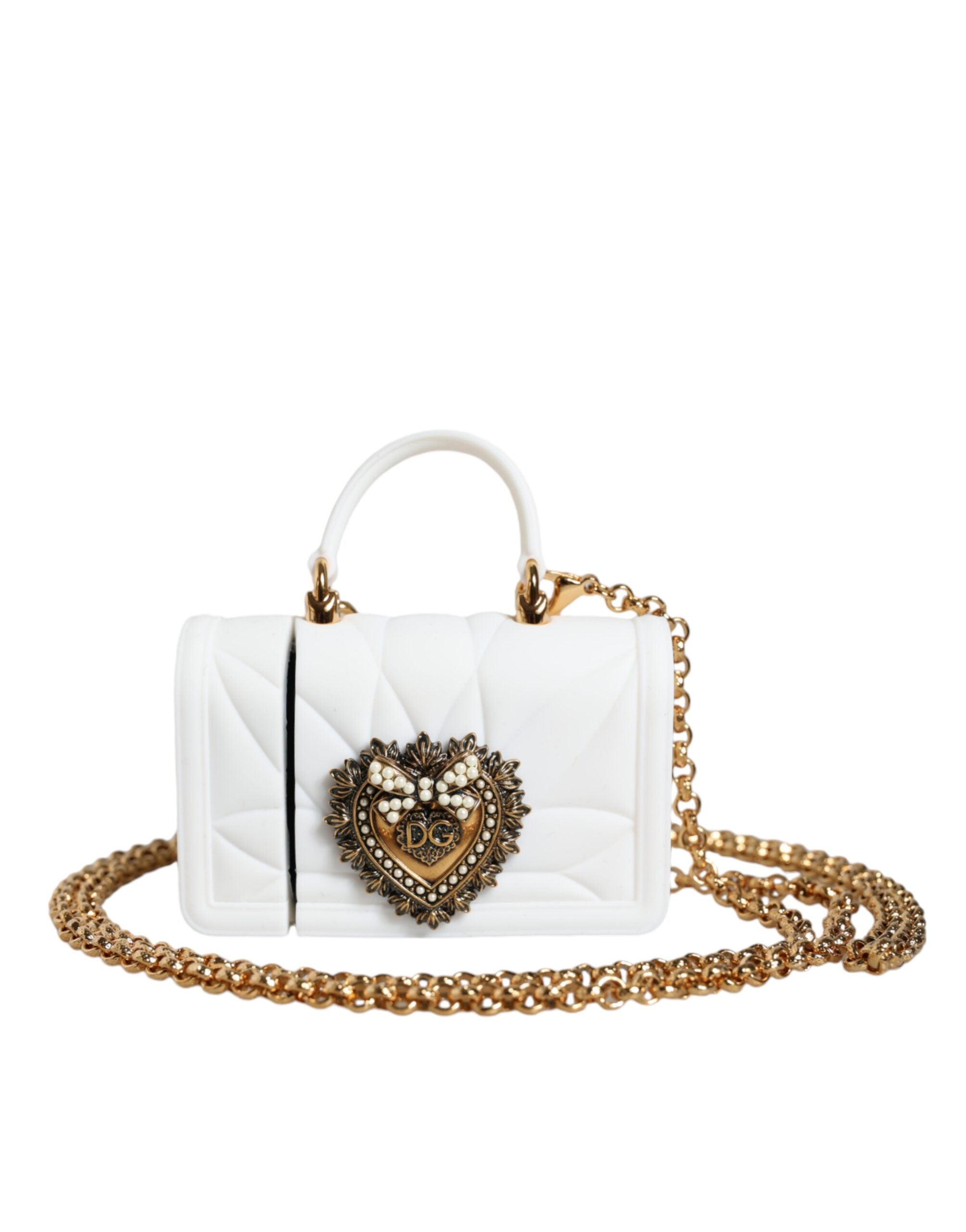 Husă Dolce &amp; Gabbana Devotion Heart Cover din silicon alb pentru Airpods