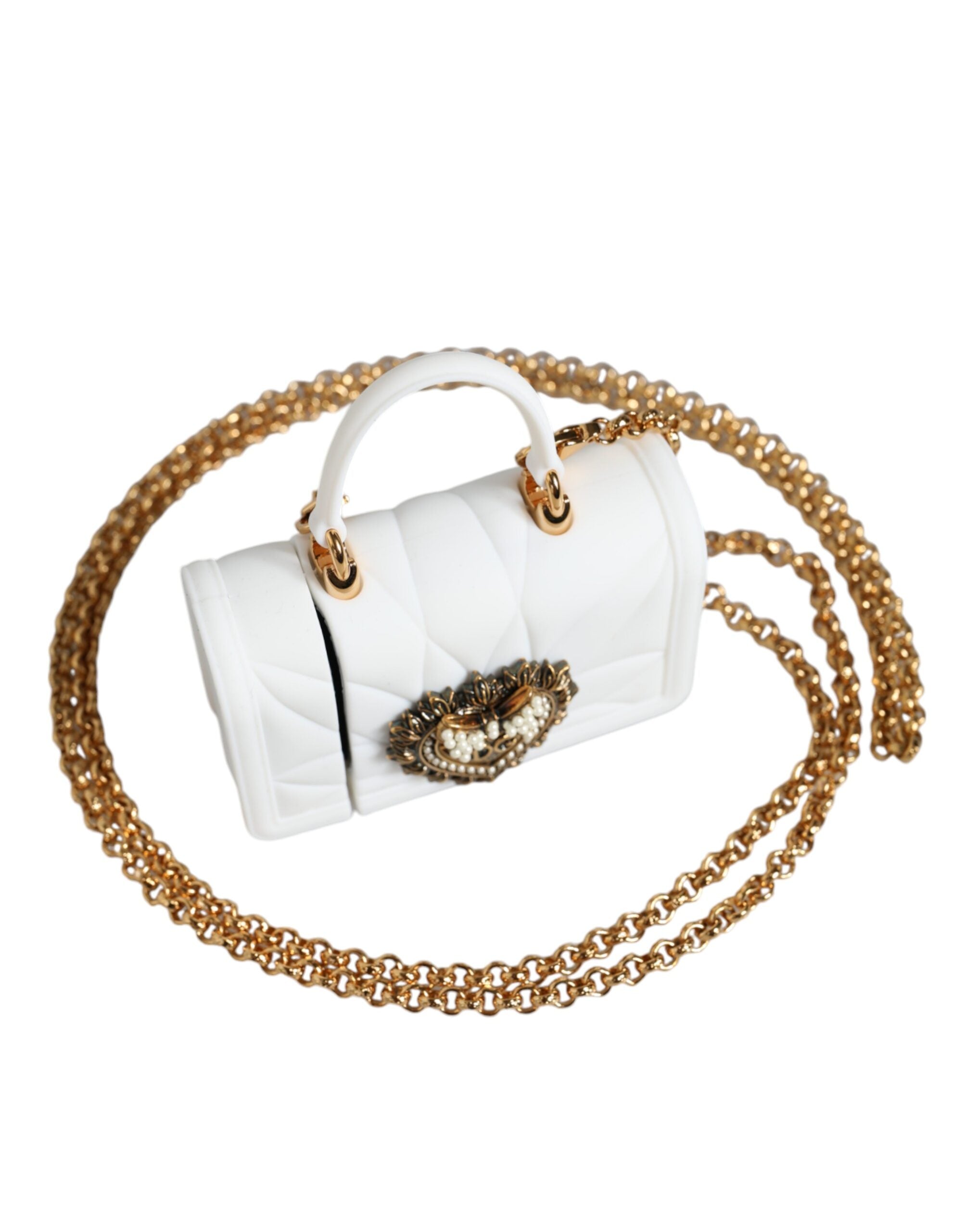 Husă Dolce &amp; Gabbana Devotion Heart Cover din silicon alb pentru Airpods