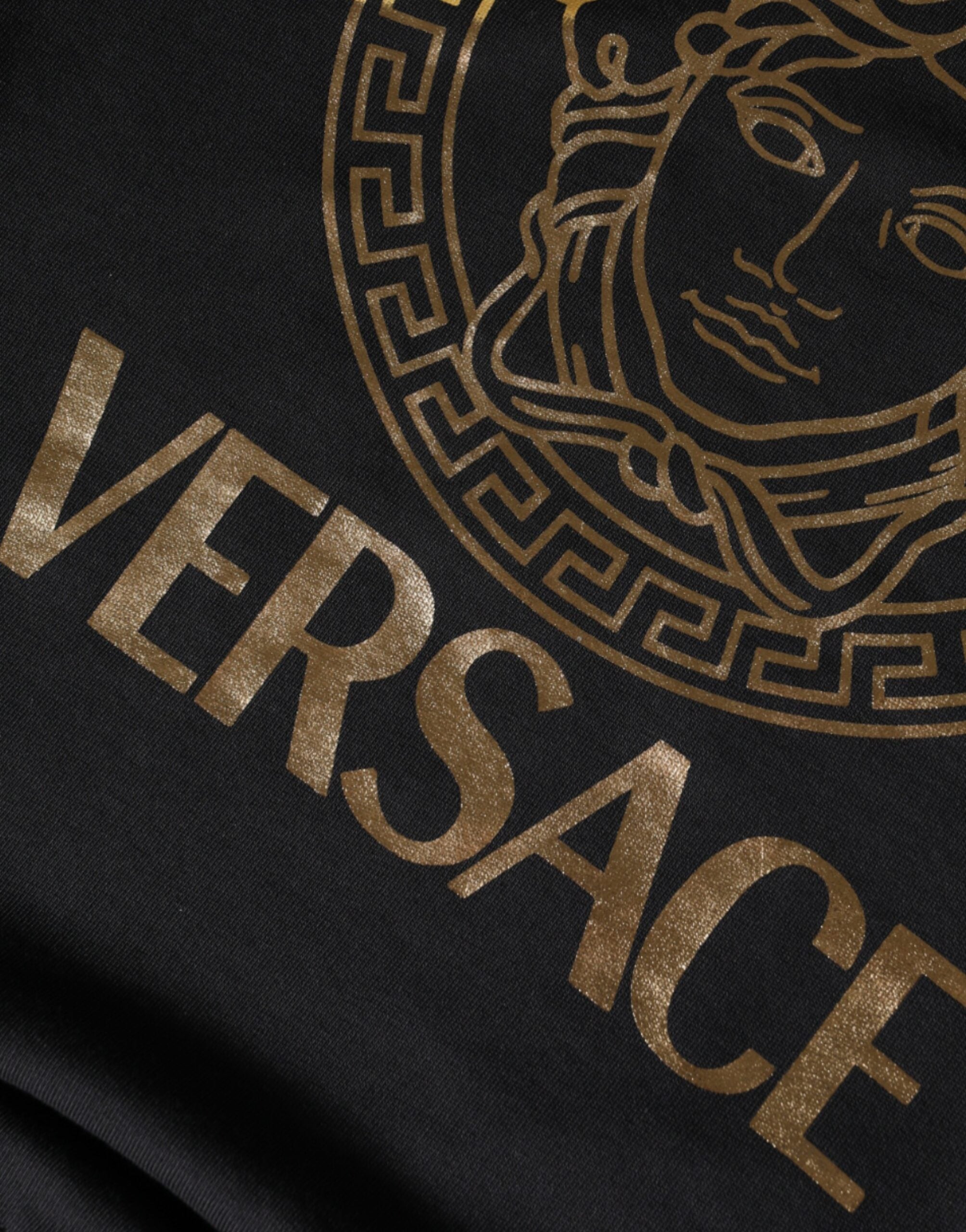 Versace – Schwarzes Sweatshirt mit Rundhalsausschnitt und Medusa-Fleece