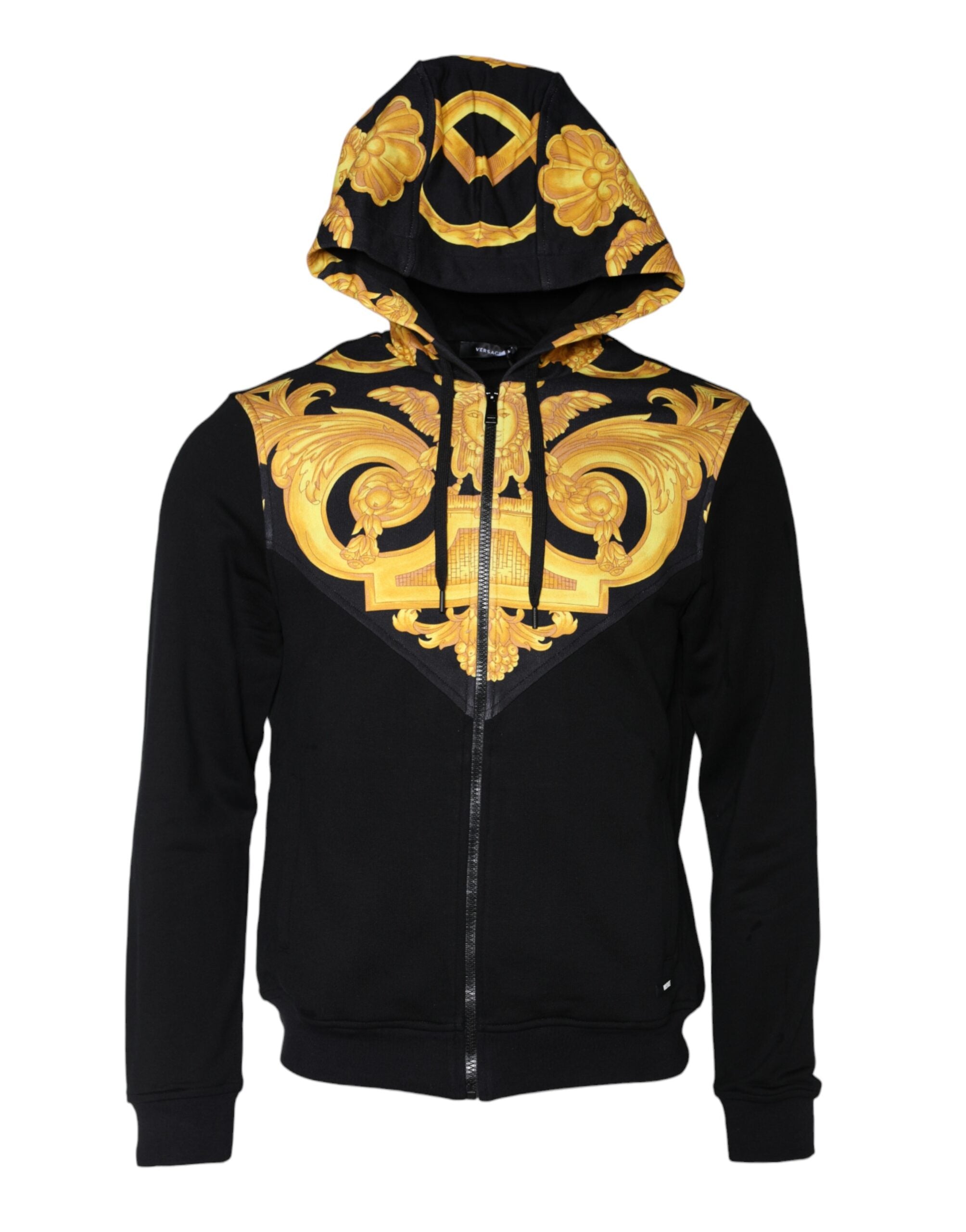 Versace – Kapuzenpullover aus Baumwolle mit durchgehendem Reißverschluss und Medusa-Print in Schwarz