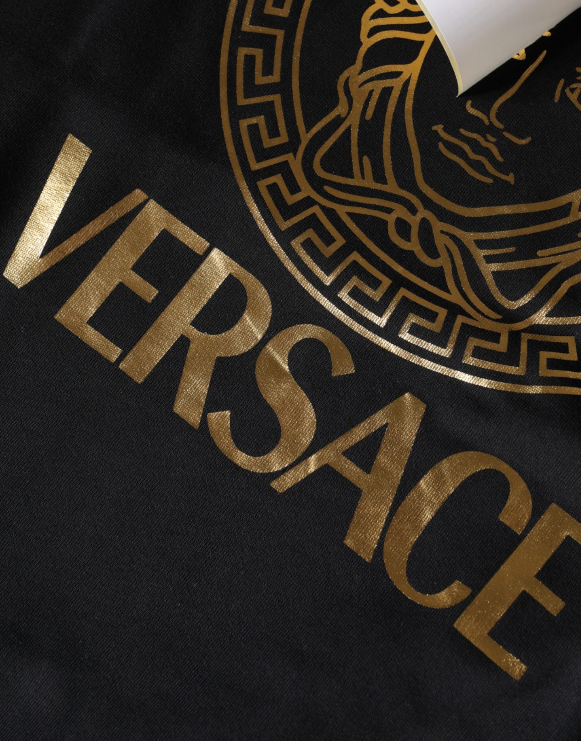 Versace Schwarzer Kapuzenpullover aus Baumwolle mit Medusa-Print