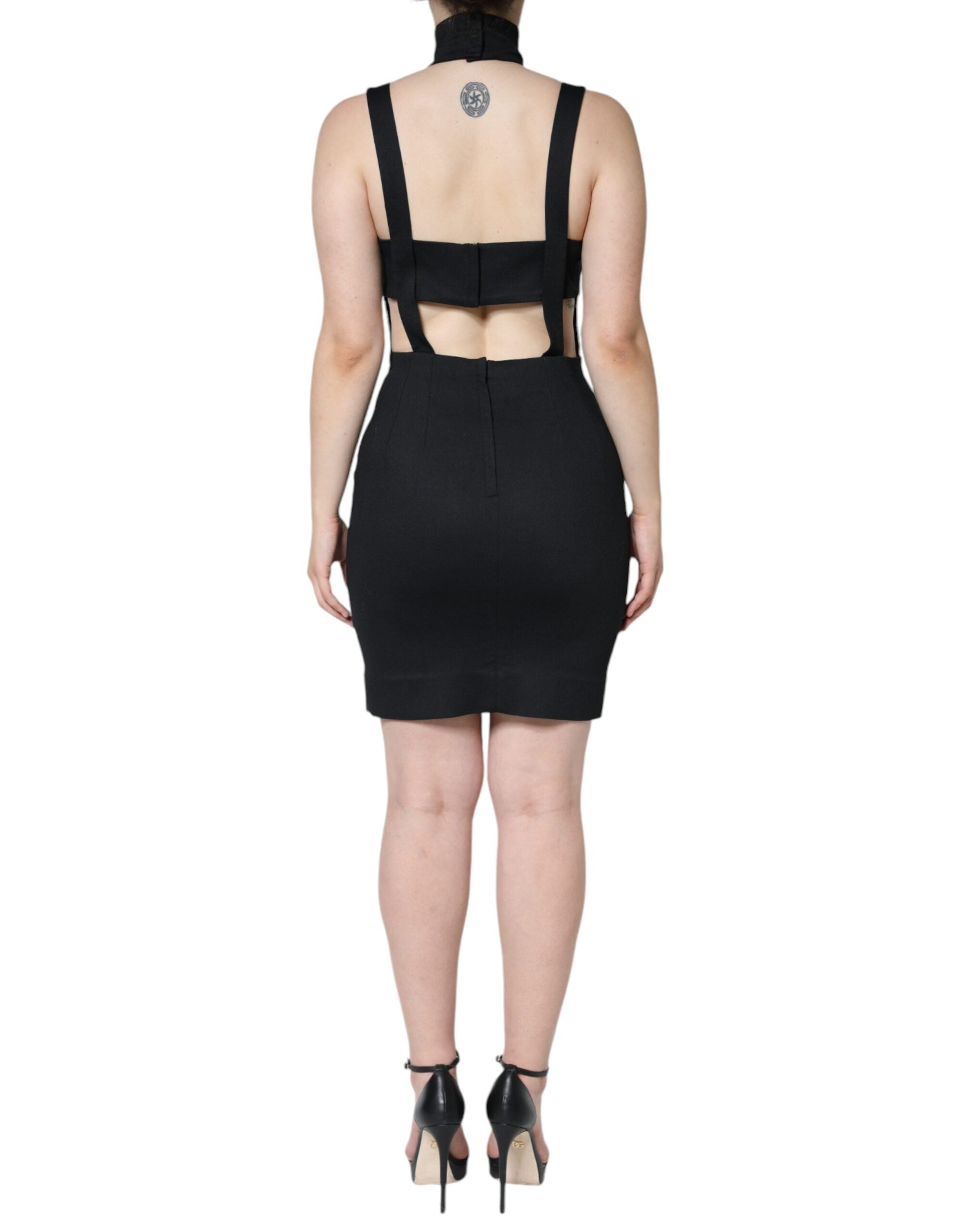 Rochie mini mulată fără mâneci Dolce &amp; Gabbana neagră, cu decupaj