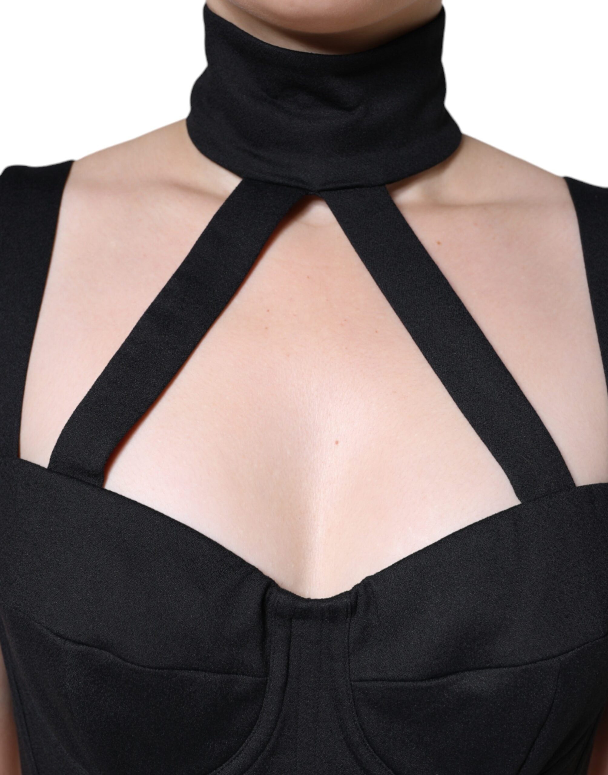 Rochie mini mulată fără mâneci Dolce &amp; Gabbana neagră, cu decupaj