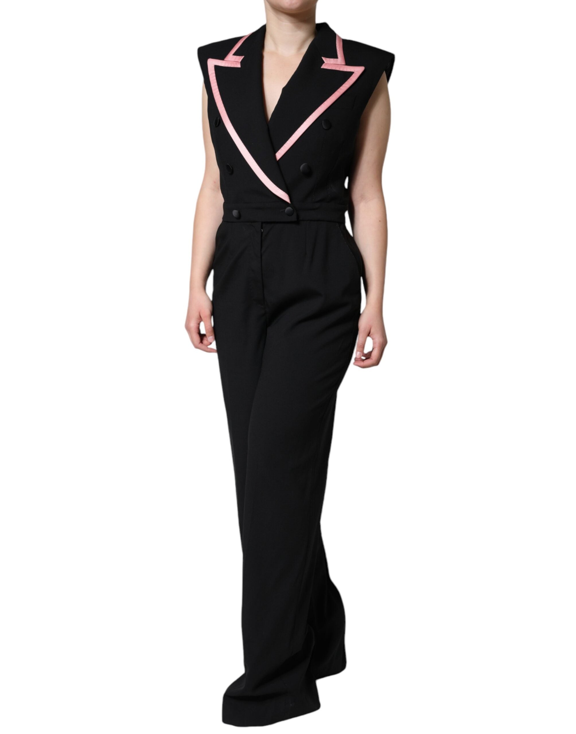 Rochie scurtă fără mâneci Dolce &amp; Gabbana din amestec de lână neagră