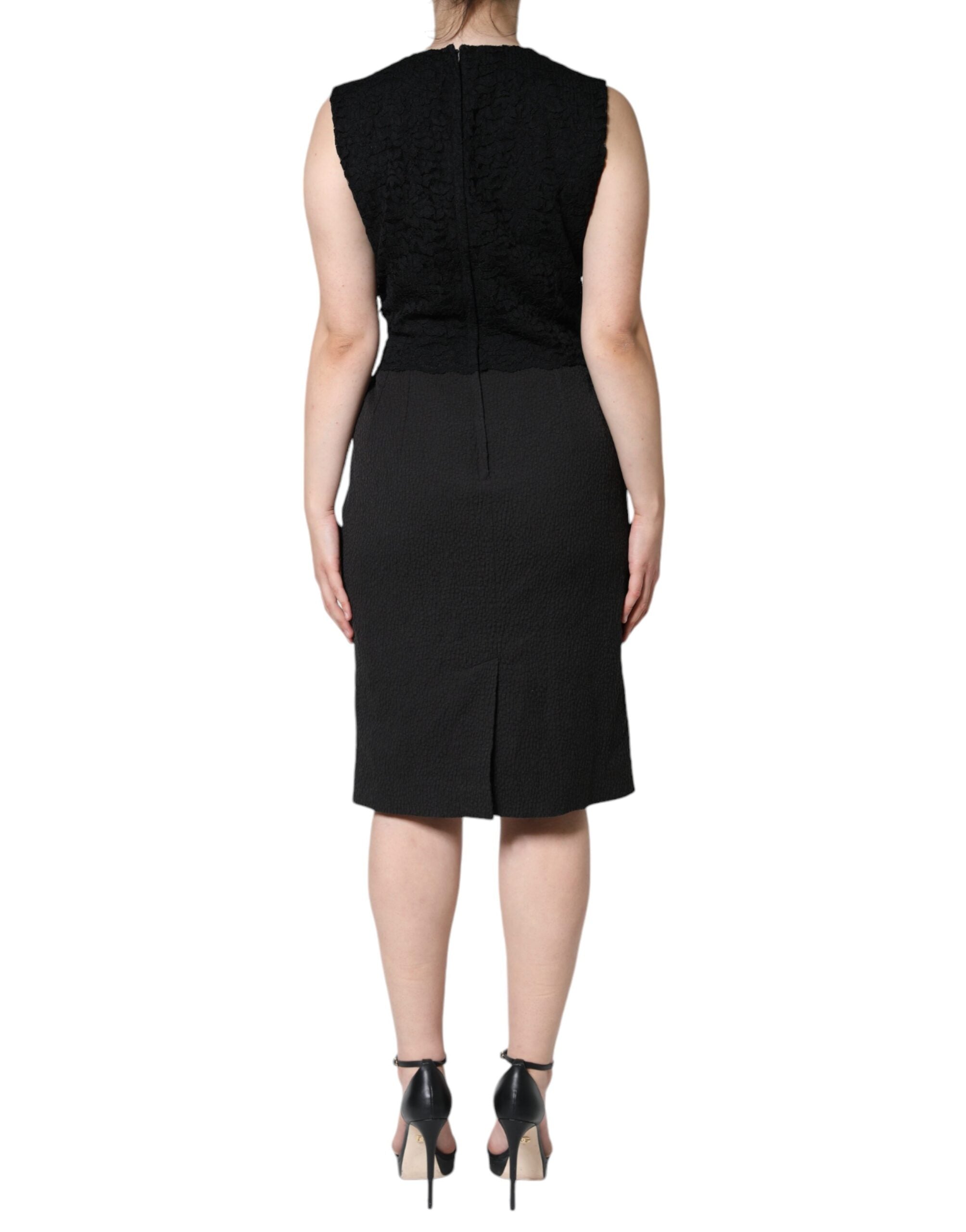 Rochie Dolce &amp; Gabbana neagră din bumbac, lungime genunchi