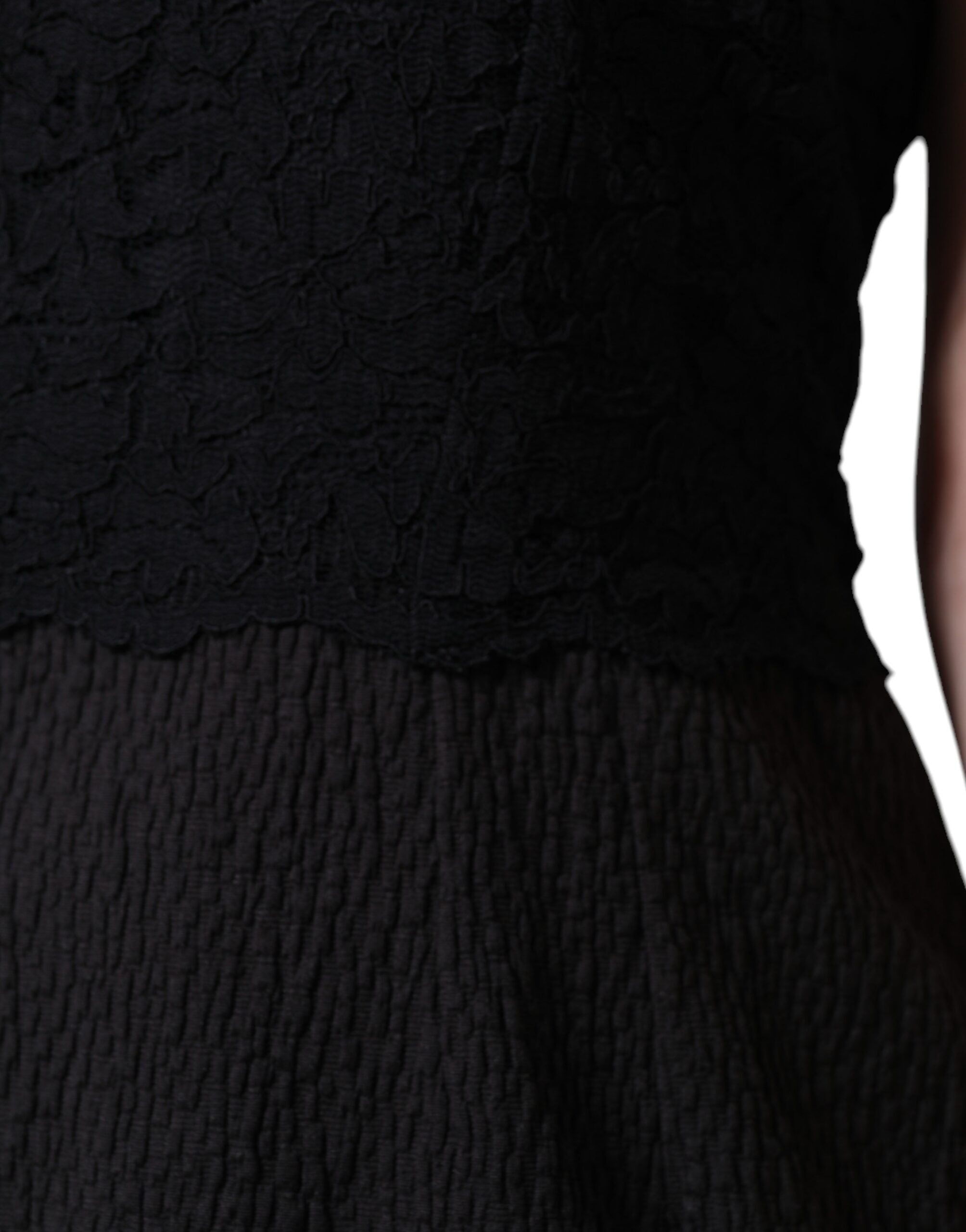 Rochie Dolce &amp; Gabbana neagră din bumbac, lungime genunchi