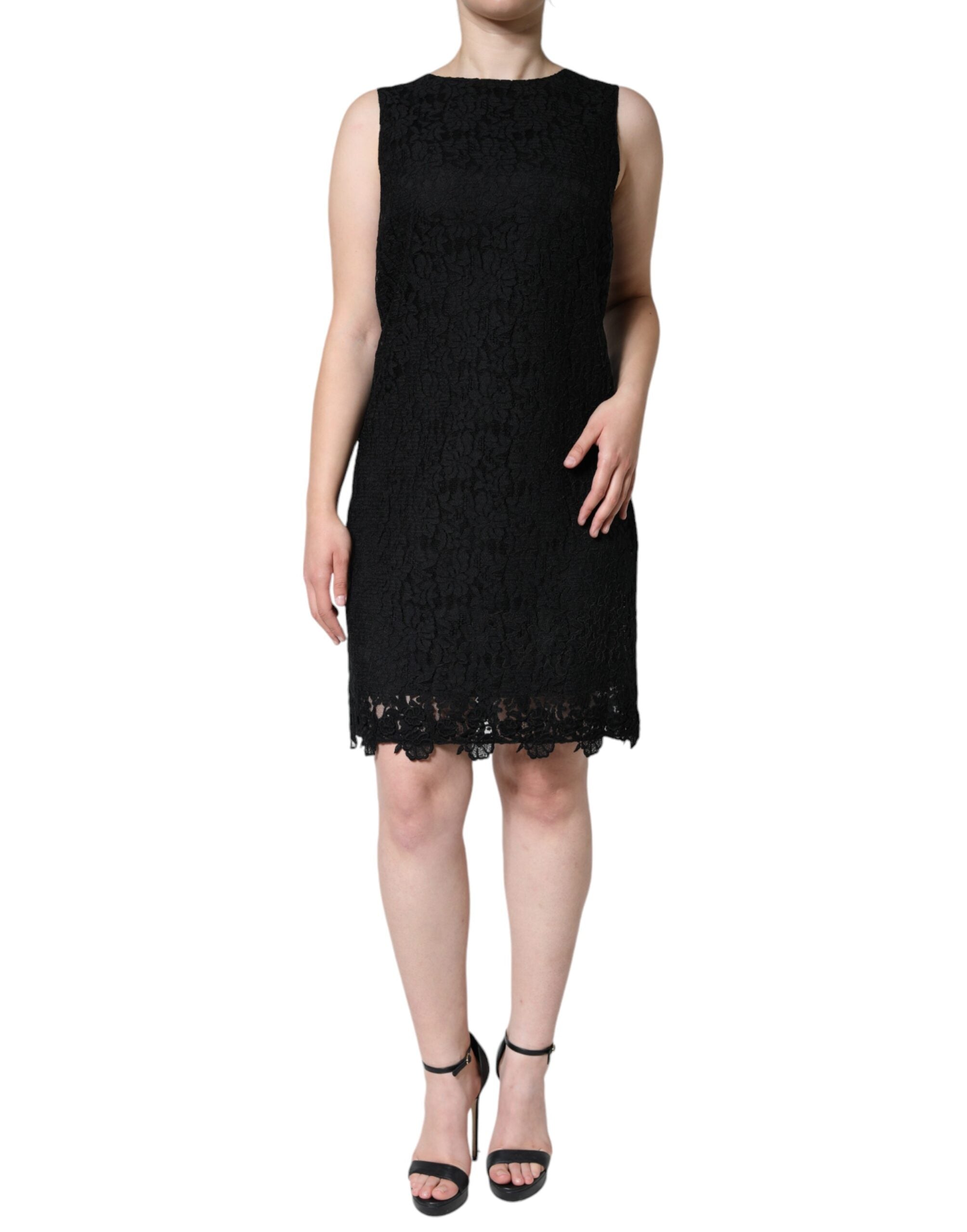 Rochie mini fără mâneci cu imprimeu floral din dantelă Dolce &amp; Gabbana neagră