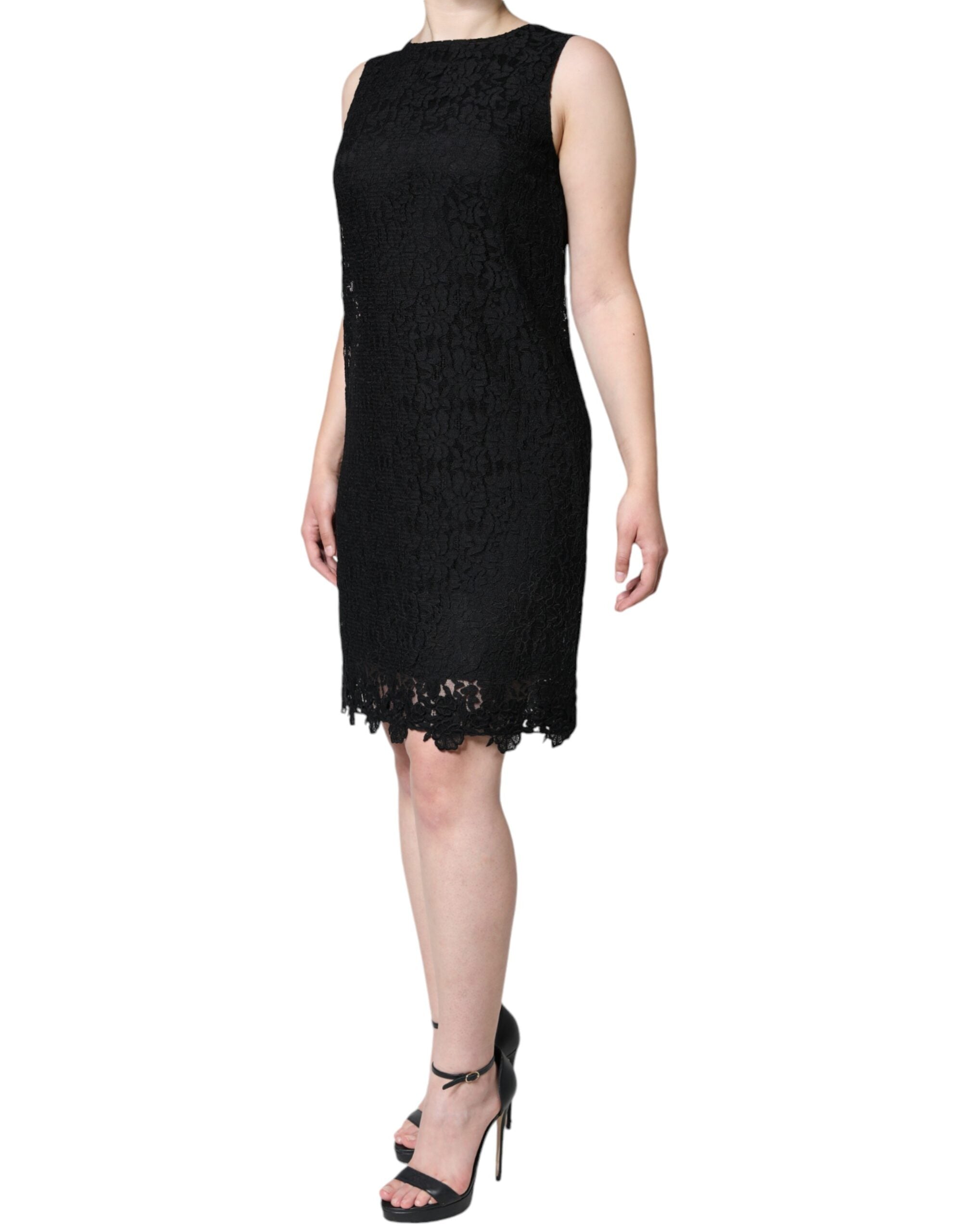 Rochie mini fără mâneci cu imprimeu floral din dantelă Dolce &amp; Gabbana neagră