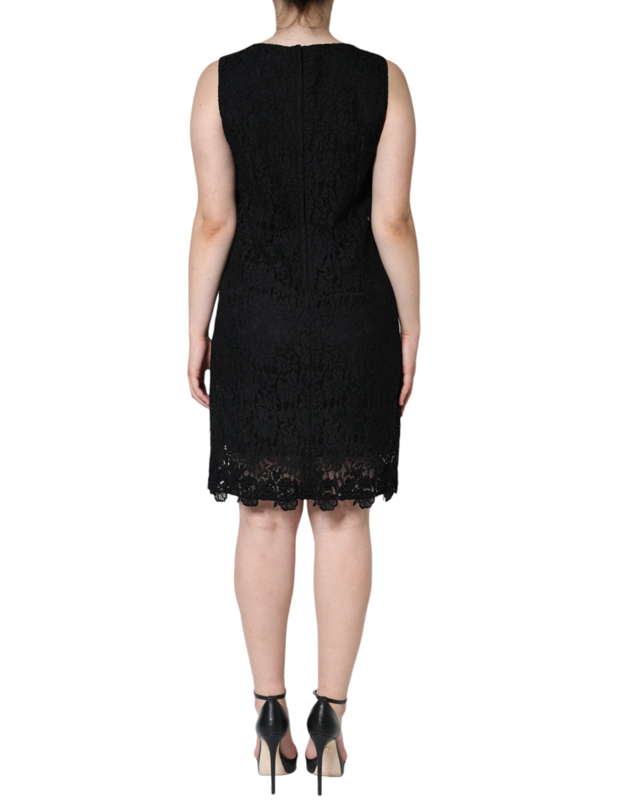 Rochie mini fără mâneci cu imprimeu floral din dantelă Dolce &amp; Gabbana neagră
