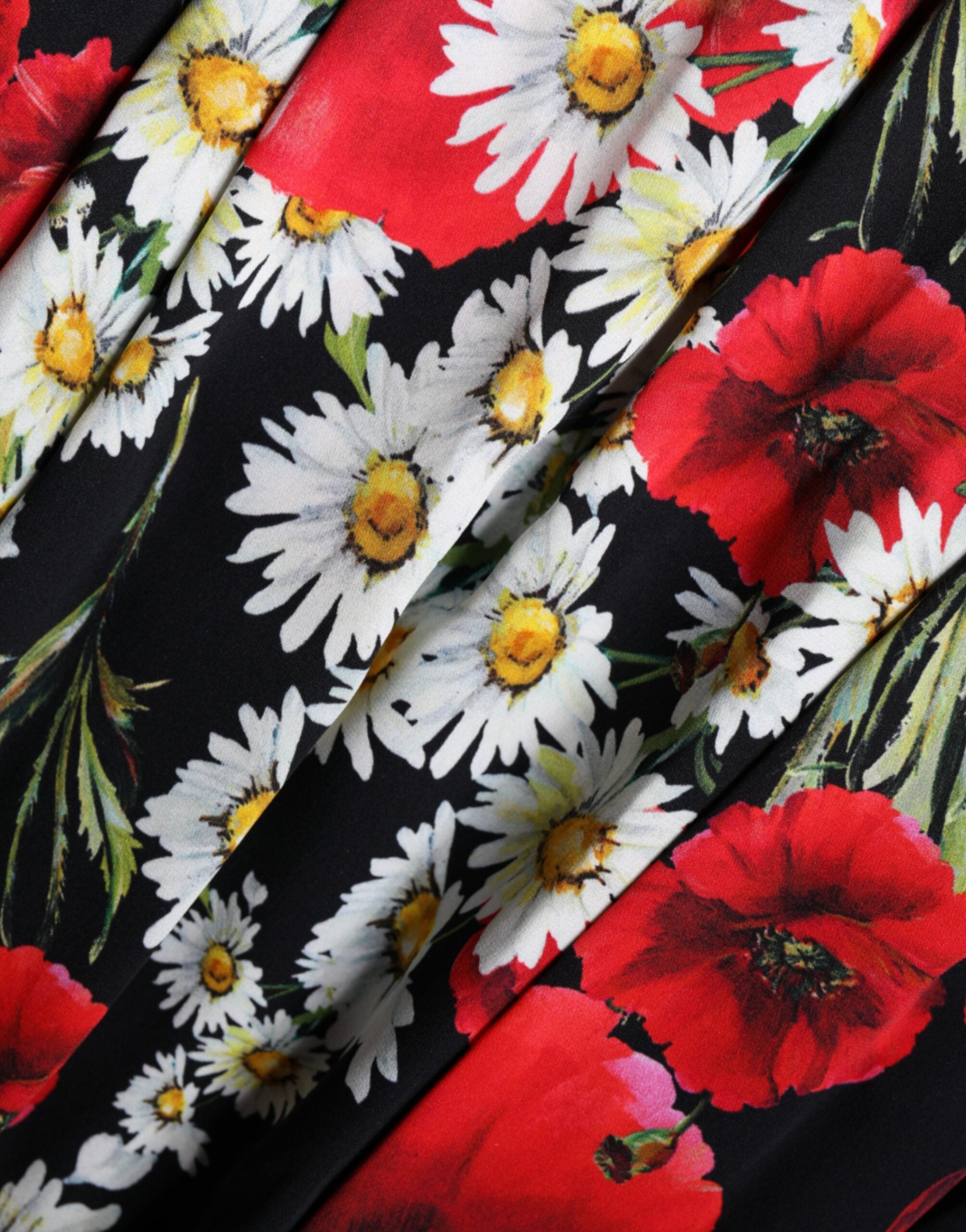 Rochie lungă fără mâneci din mătase neagră cu imprimeu floral Dolce &amp; Gabbana