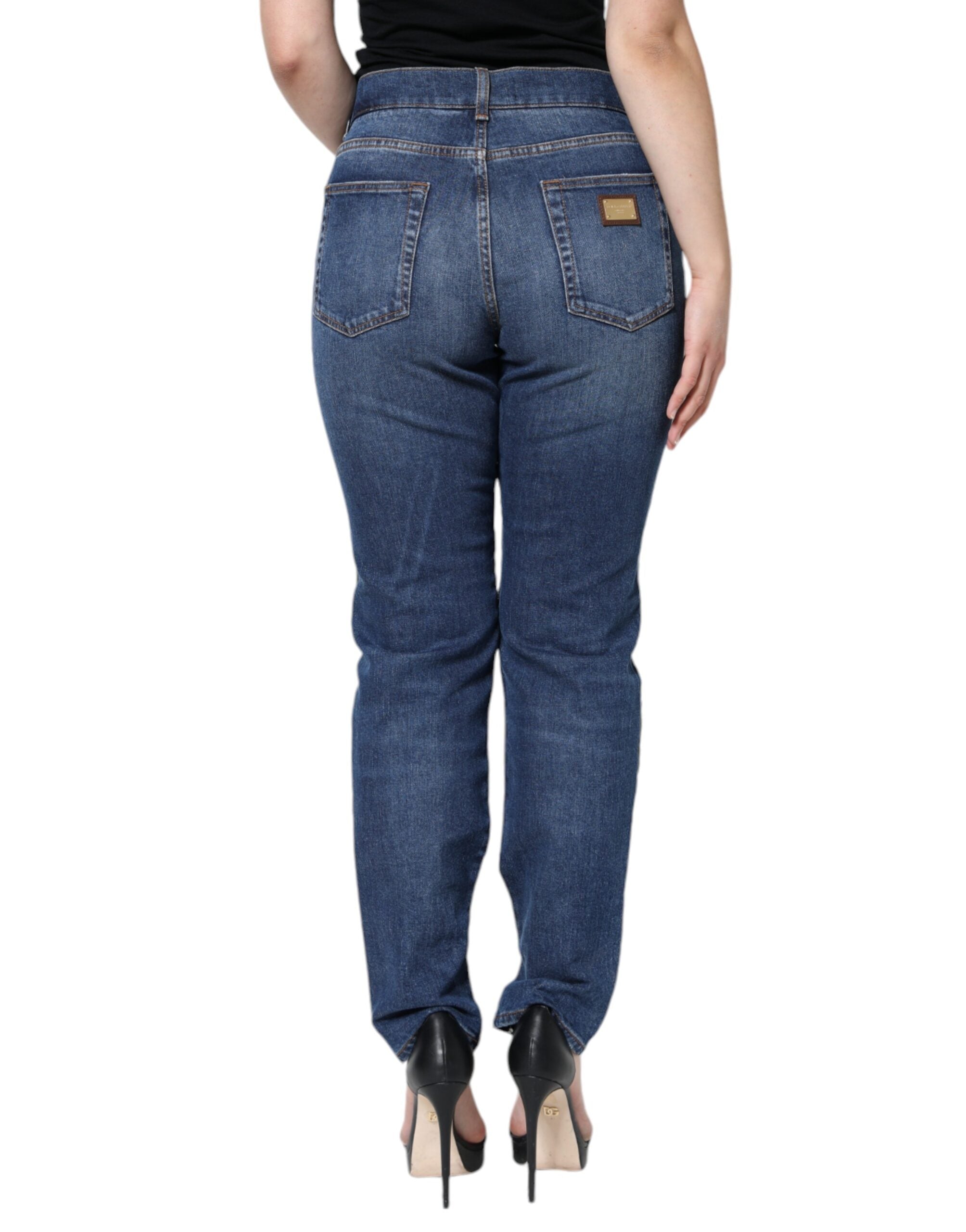Dolce &amp; Gabbana – Schwarze Skinny-Jeans mit Blumenmuster und Spitzenfront