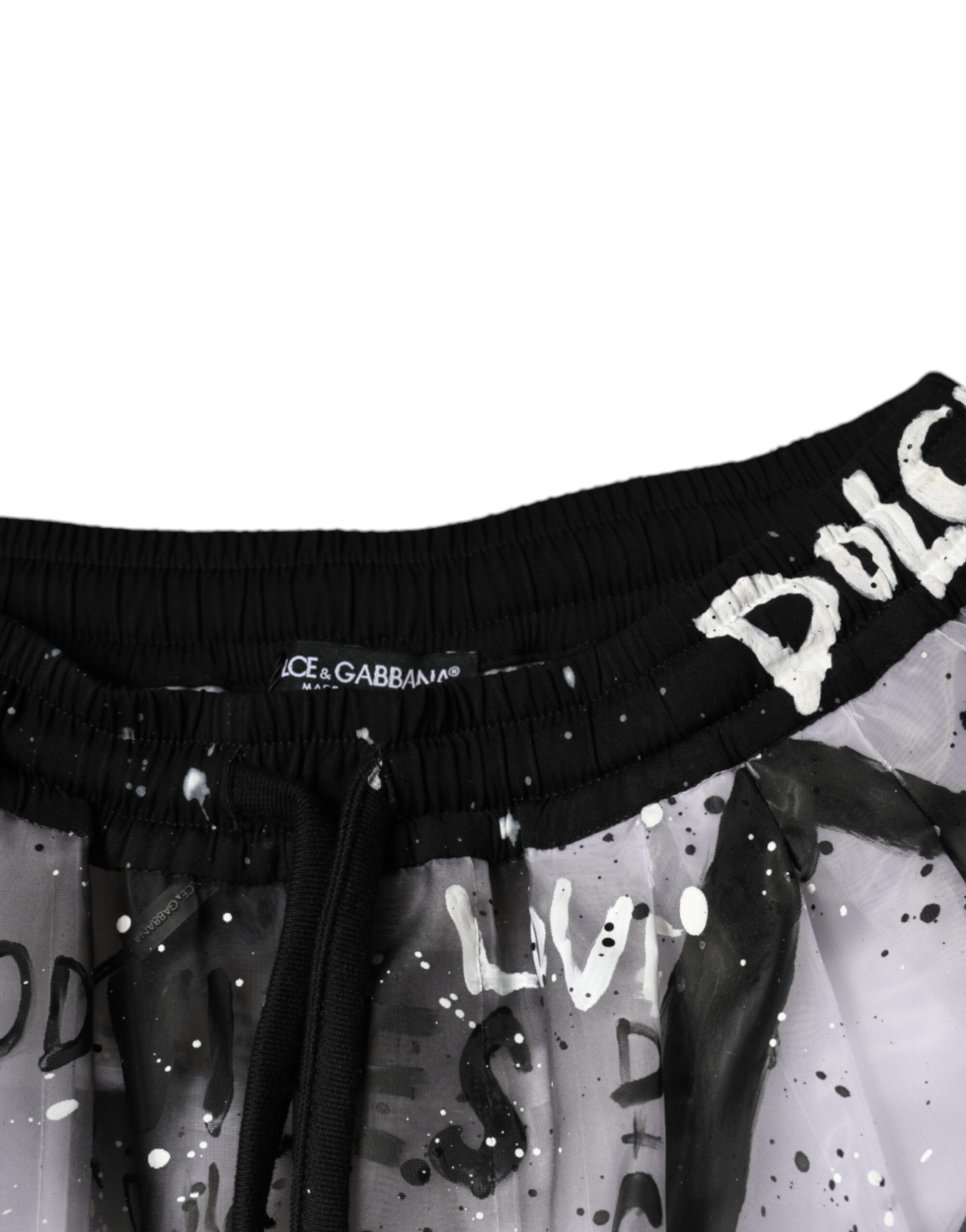 Dolce &amp; Gabbana – Weiße, durchsichtige, verkürzte Cargohose mit Logo