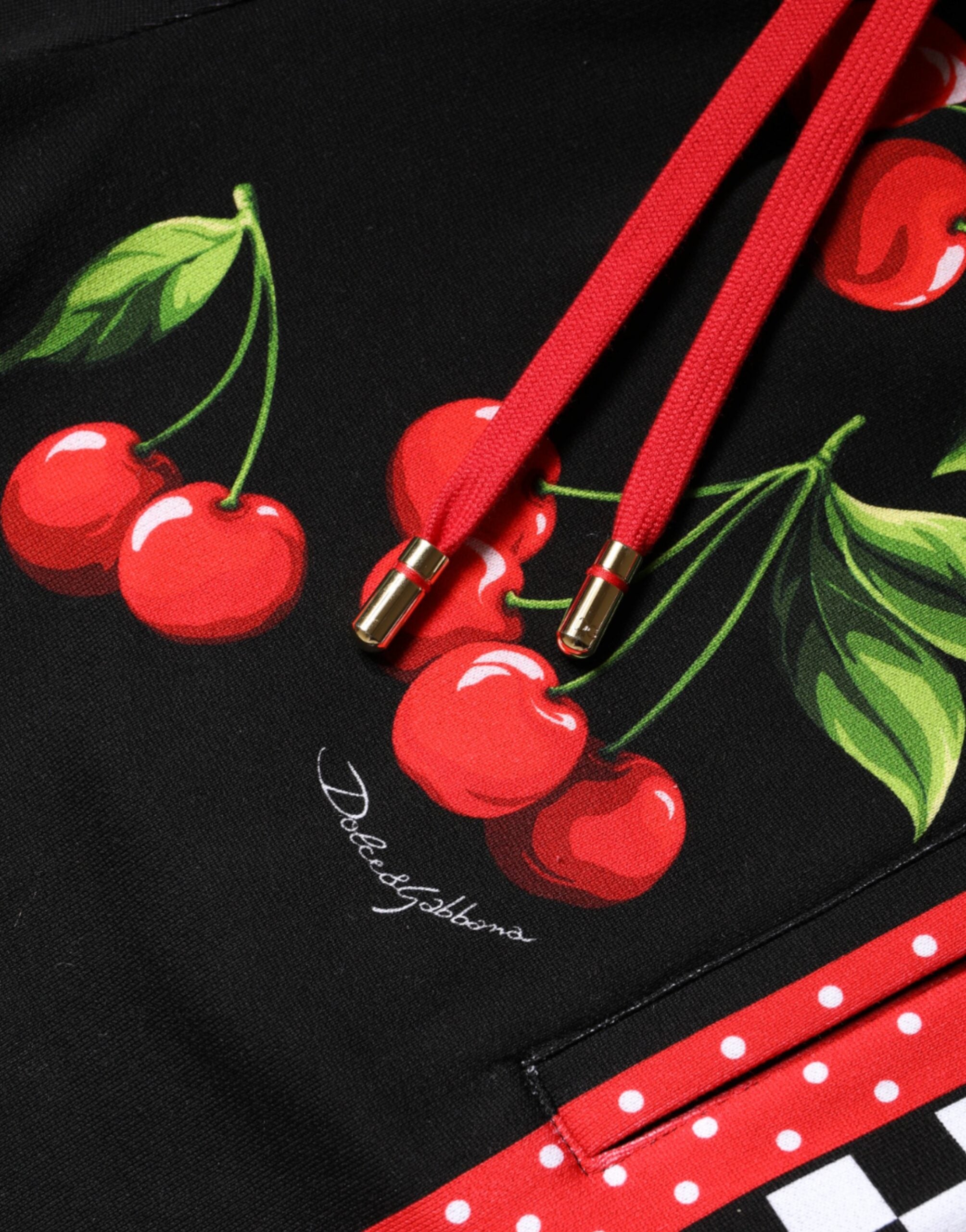 Dolce &amp; Gabbana – Jogginghose mit mittelhohem Bund in Schwarz und Rot mit Kirschen