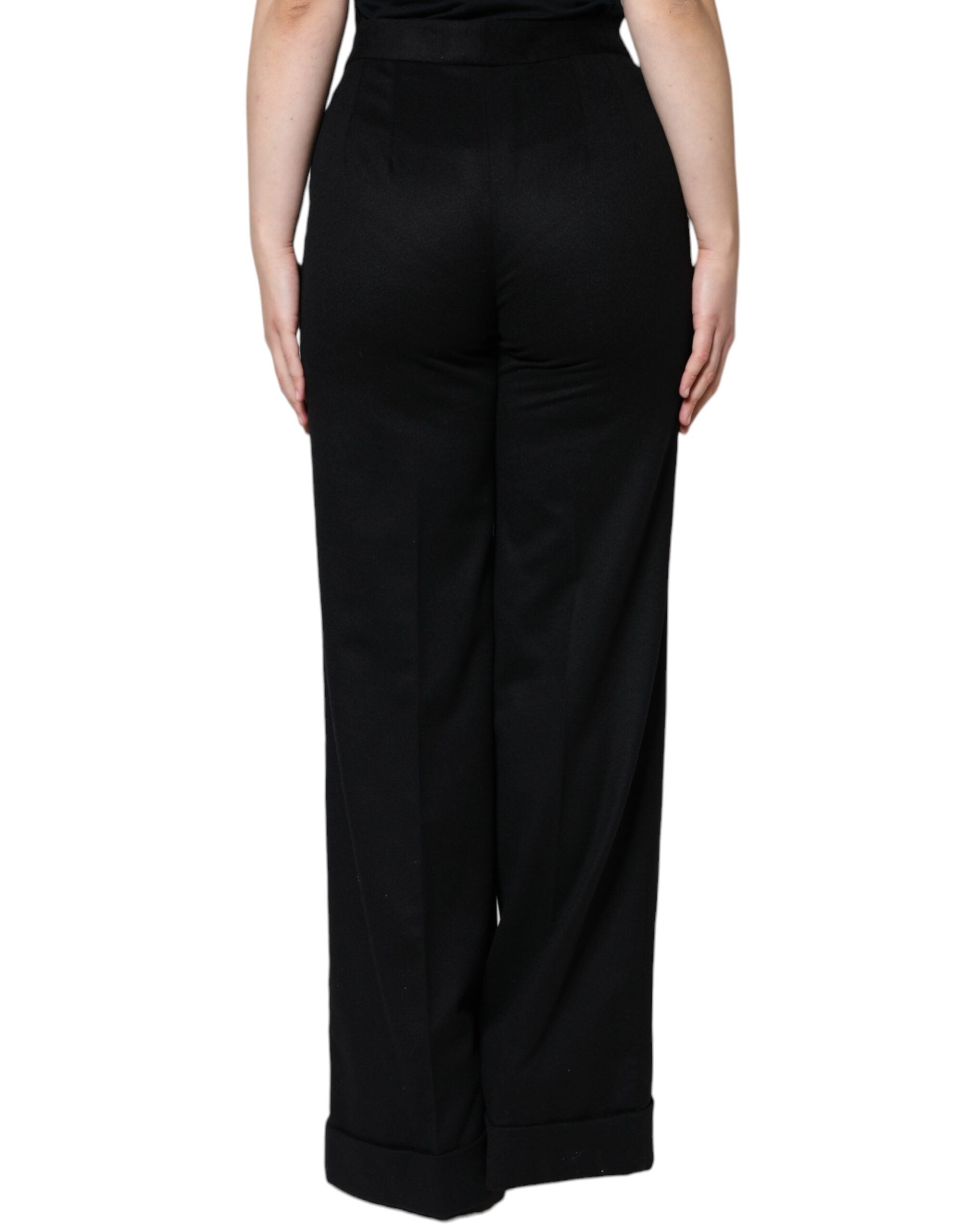 Dolce &amp; Gabbana Schwarze Kaschmirhose mit mittlerer Taille für Damen im Bootcut-Stil