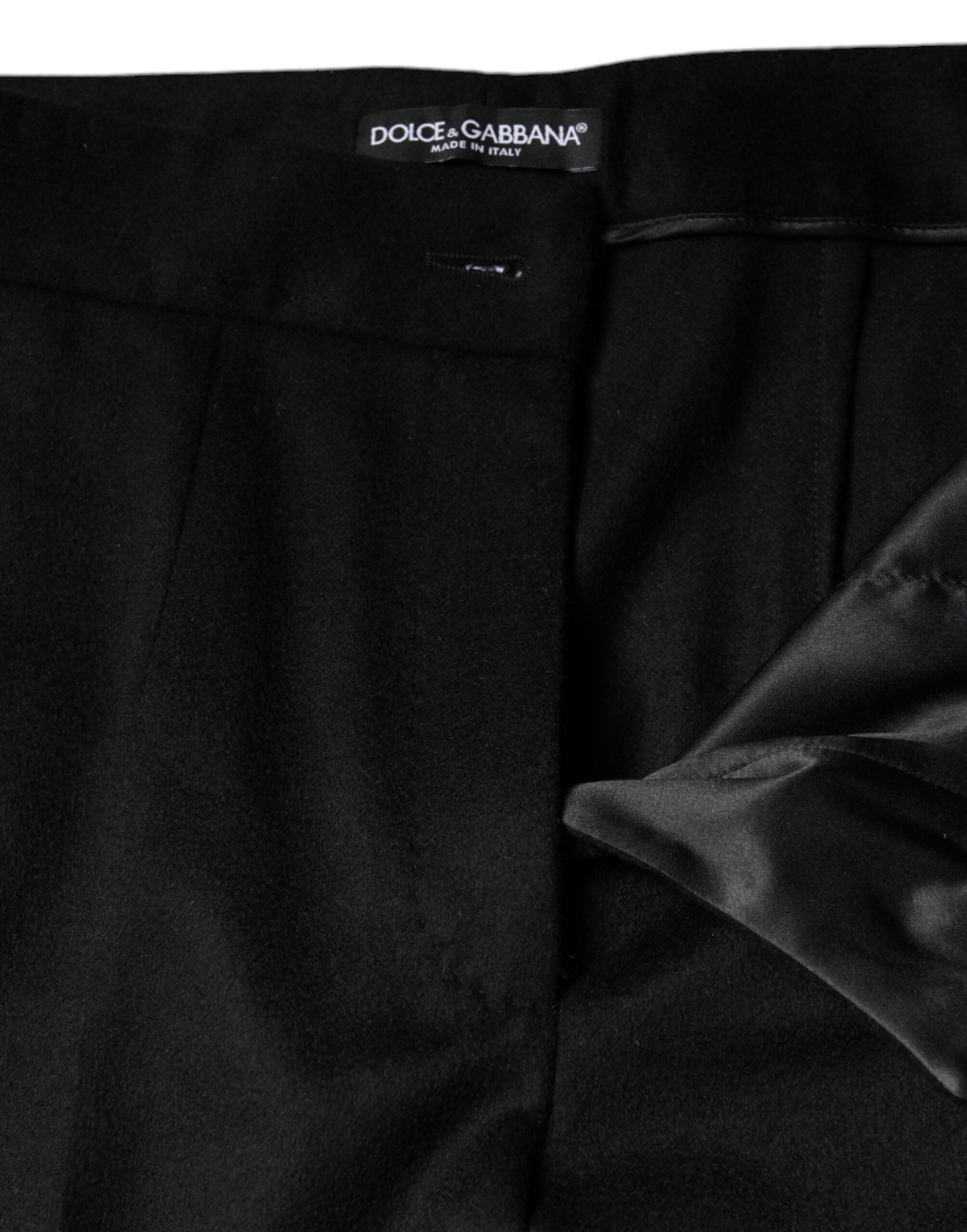 Dolce &amp; Gabbana Schwarze Kaschmirhose mit mittlerer Taille für Damen im Bootcut-Stil