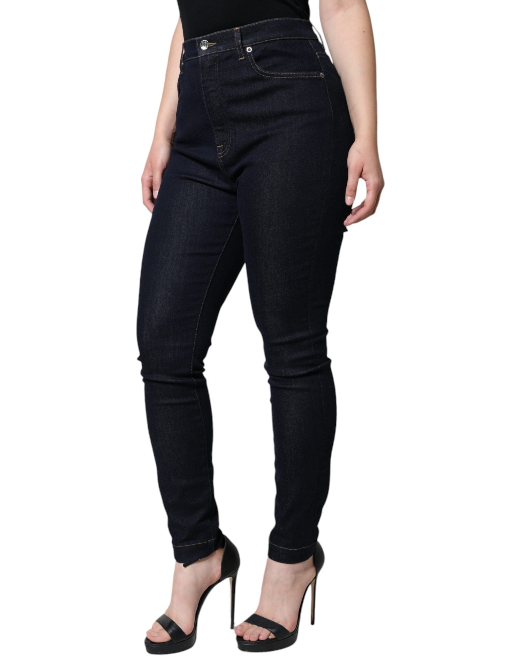 Dolce &amp; Gabbana Schwarze GRACE Skinny Jeans mit hoher Taille