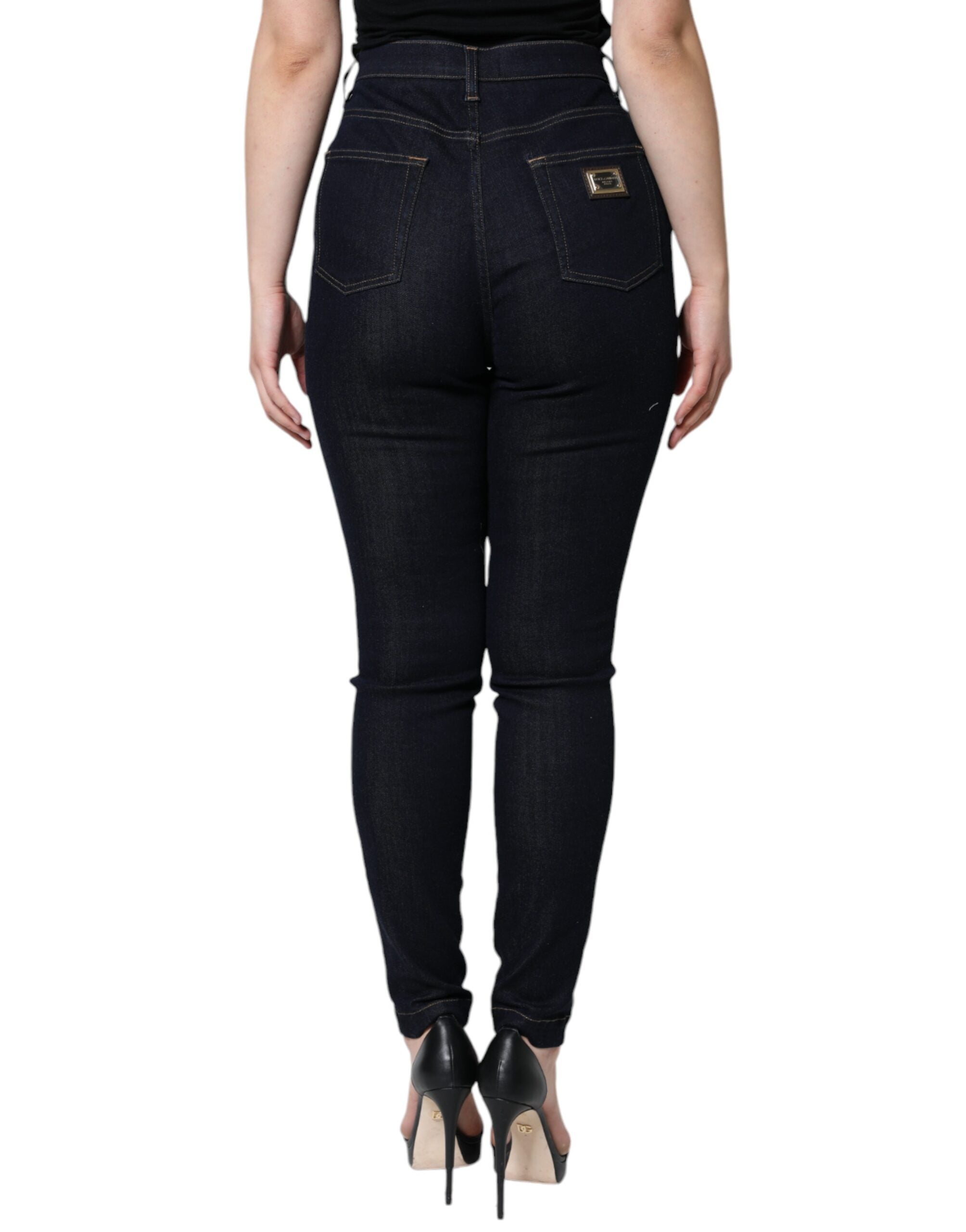 Dolce &amp; Gabbana Schwarze GRACE Skinny Jeans mit hoher Taille