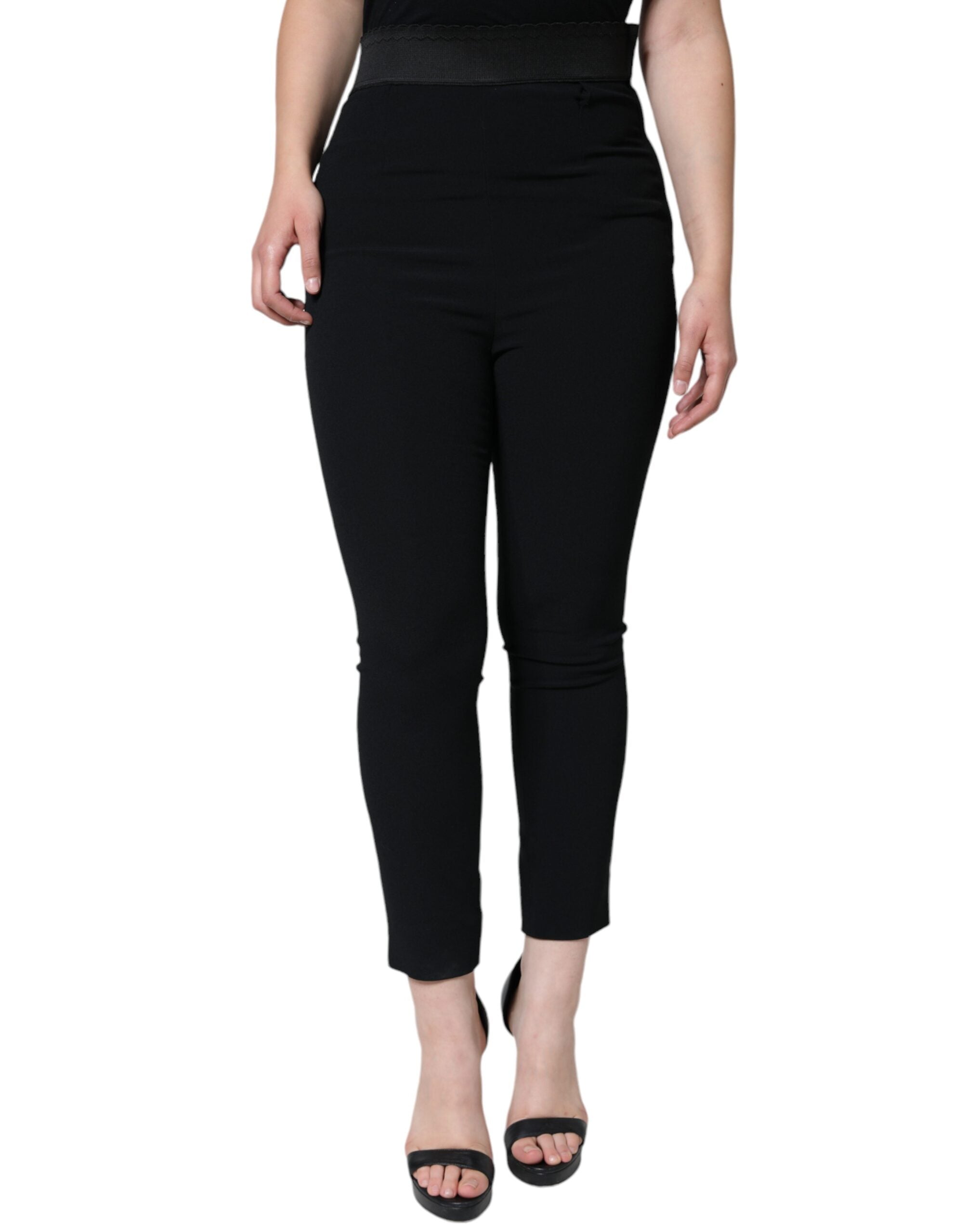 Dolce &amp; Gabbana – Schwarze, hoch taillierte, konische Hose aus Viskose