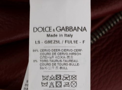 Dolce &amp; Gabbana – Strahlend rote Biker-Motorradjacke aus Leder