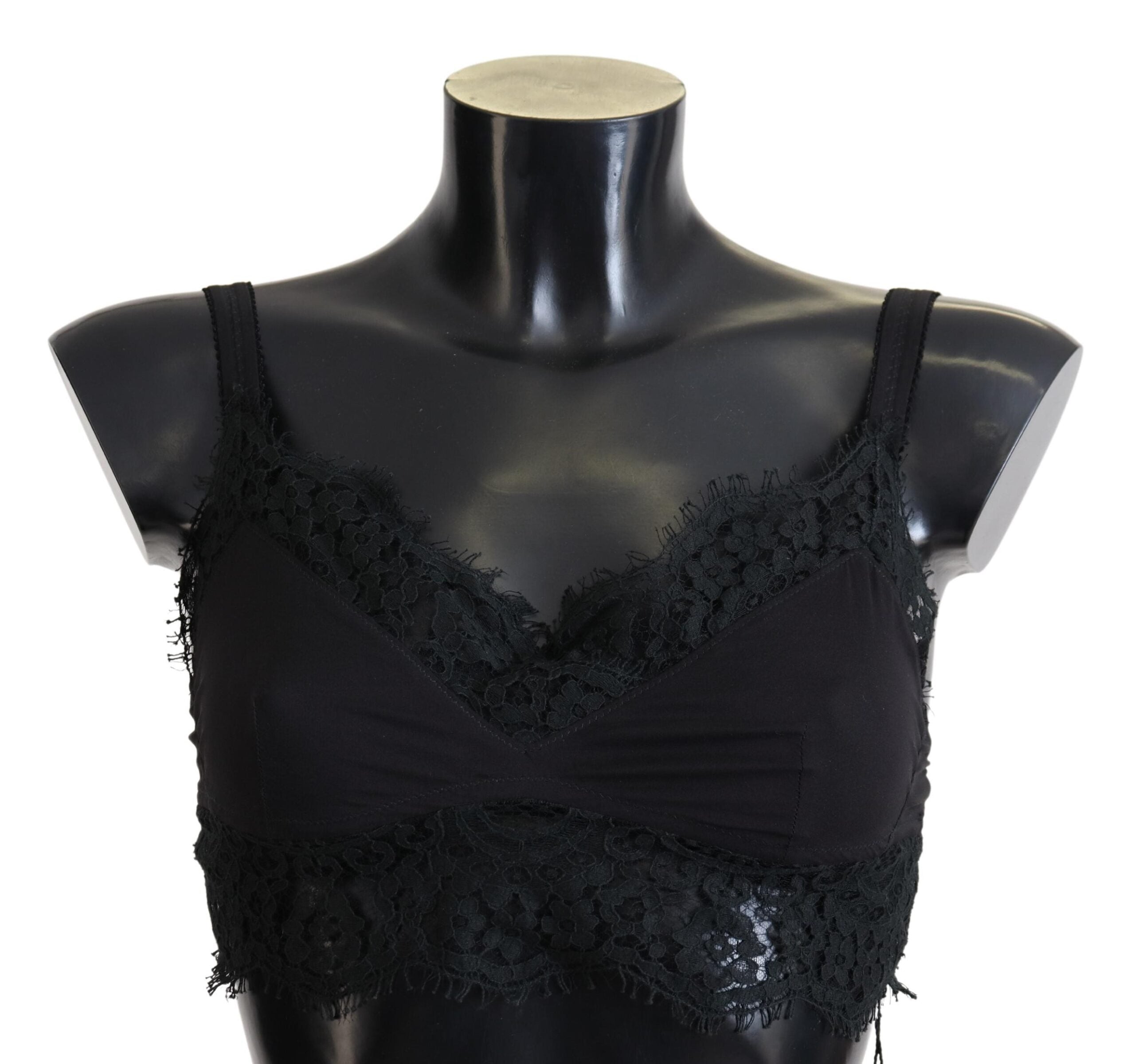 Lenjerie intimă Dolce &amp; Gabbana cu sutien elastic din dantelă florală neagră