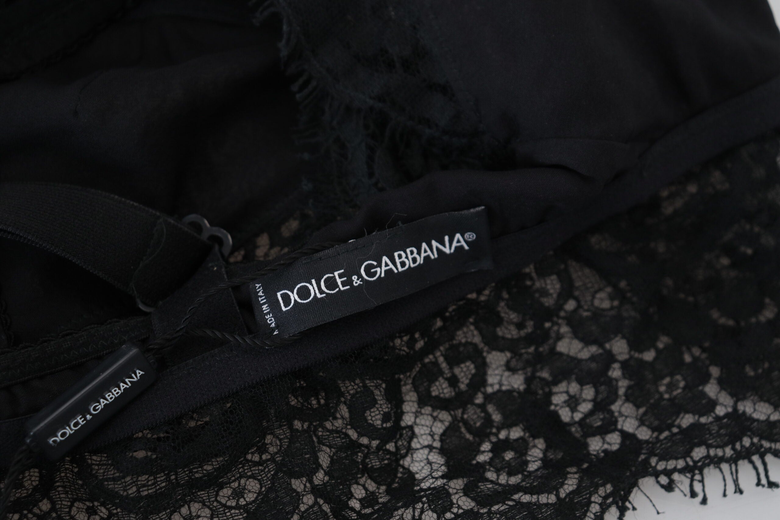 Lenjerie intimă Dolce &amp; Gabbana cu sutien elastic din dantelă florală neagră