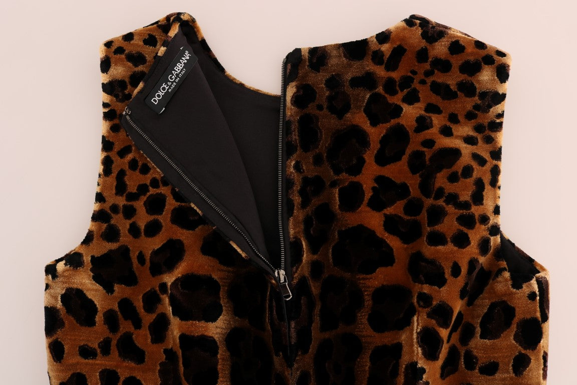 Dolce &amp; Gabbana – Ärmelloses Mini-Etuikleid mit Leopardenmuster