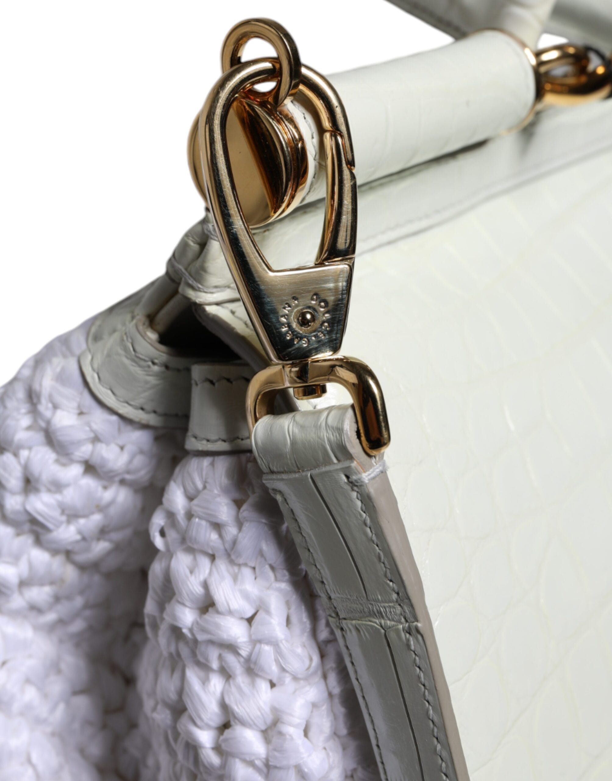 Geantă crossbody Dolce &amp; Gabbana SICILY din piele albă Rafia