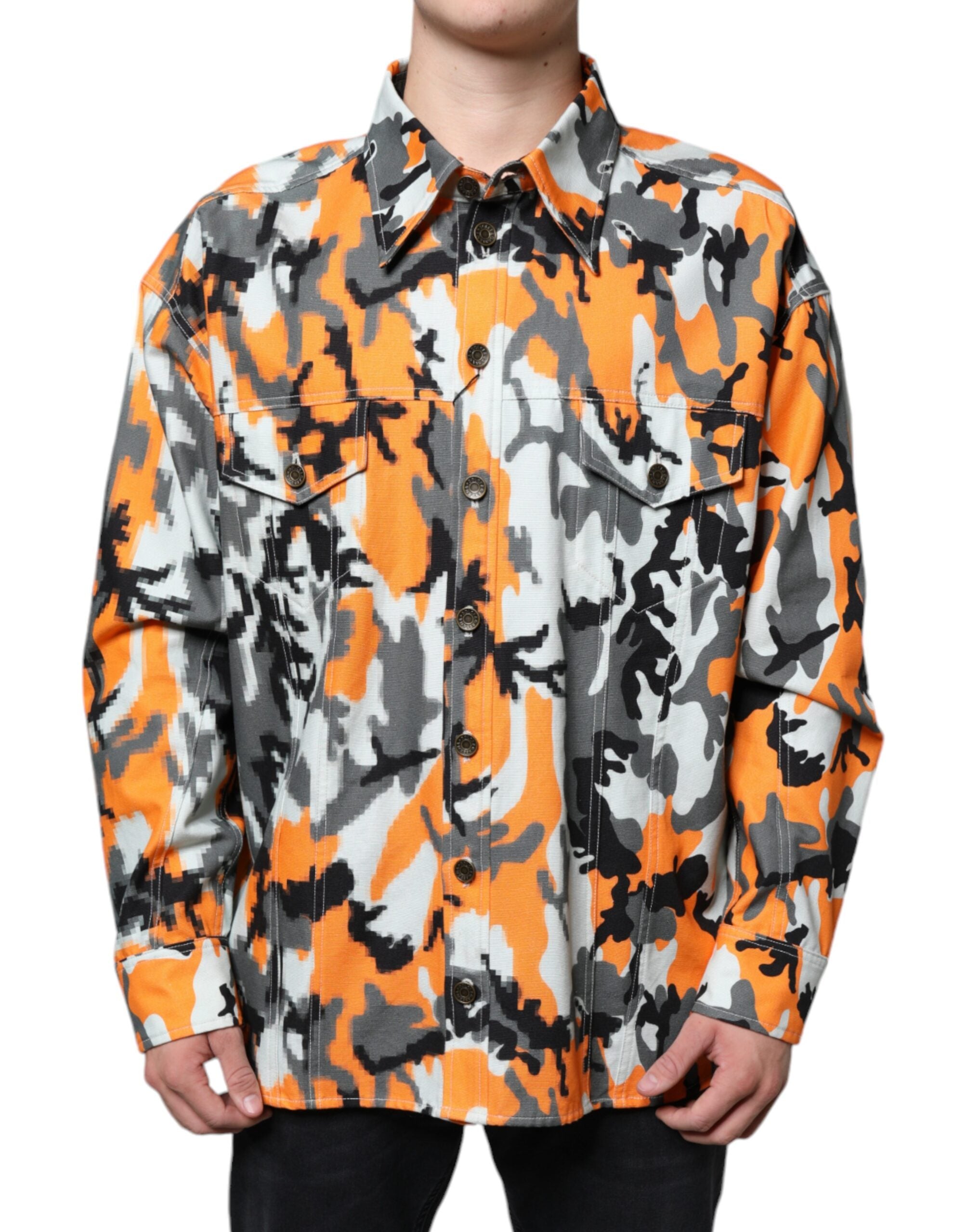 Dolce &amp; Gabbana – Mehrfarbige Camouflage-Jeansjacke aus Baumwolldenim mit Kragen