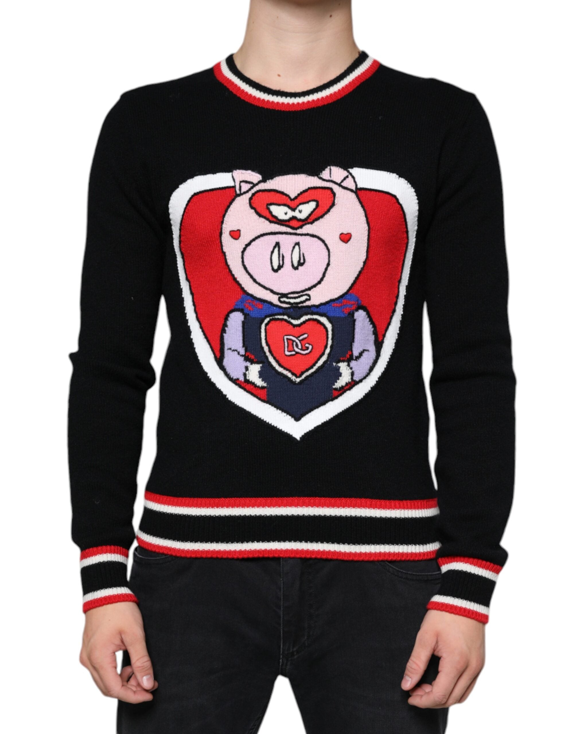 Dolce &amp; Gabbana – Pullover „Schwein des Jahres“ aus schwarzem Kaschmir