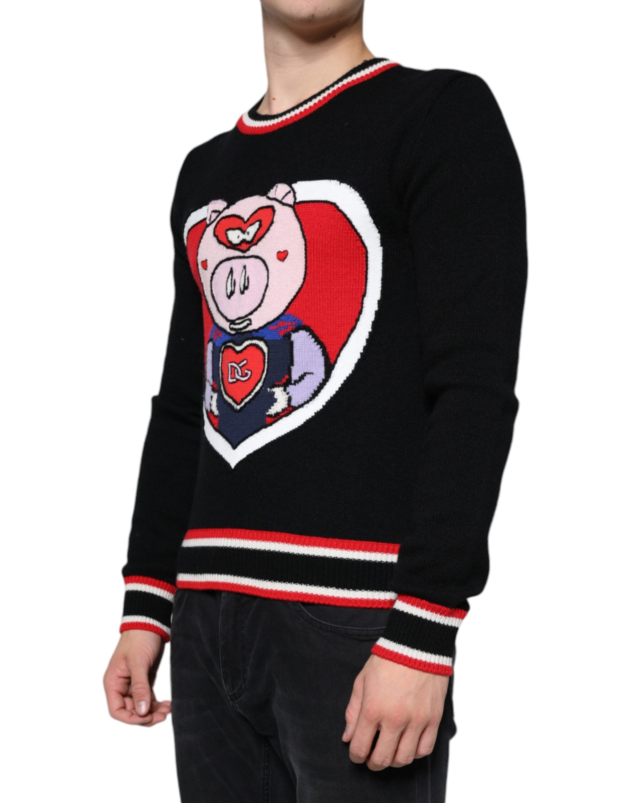 Dolce &amp; Gabbana – Pullover „Schwein des Jahres“ aus schwarzem Kaschmir