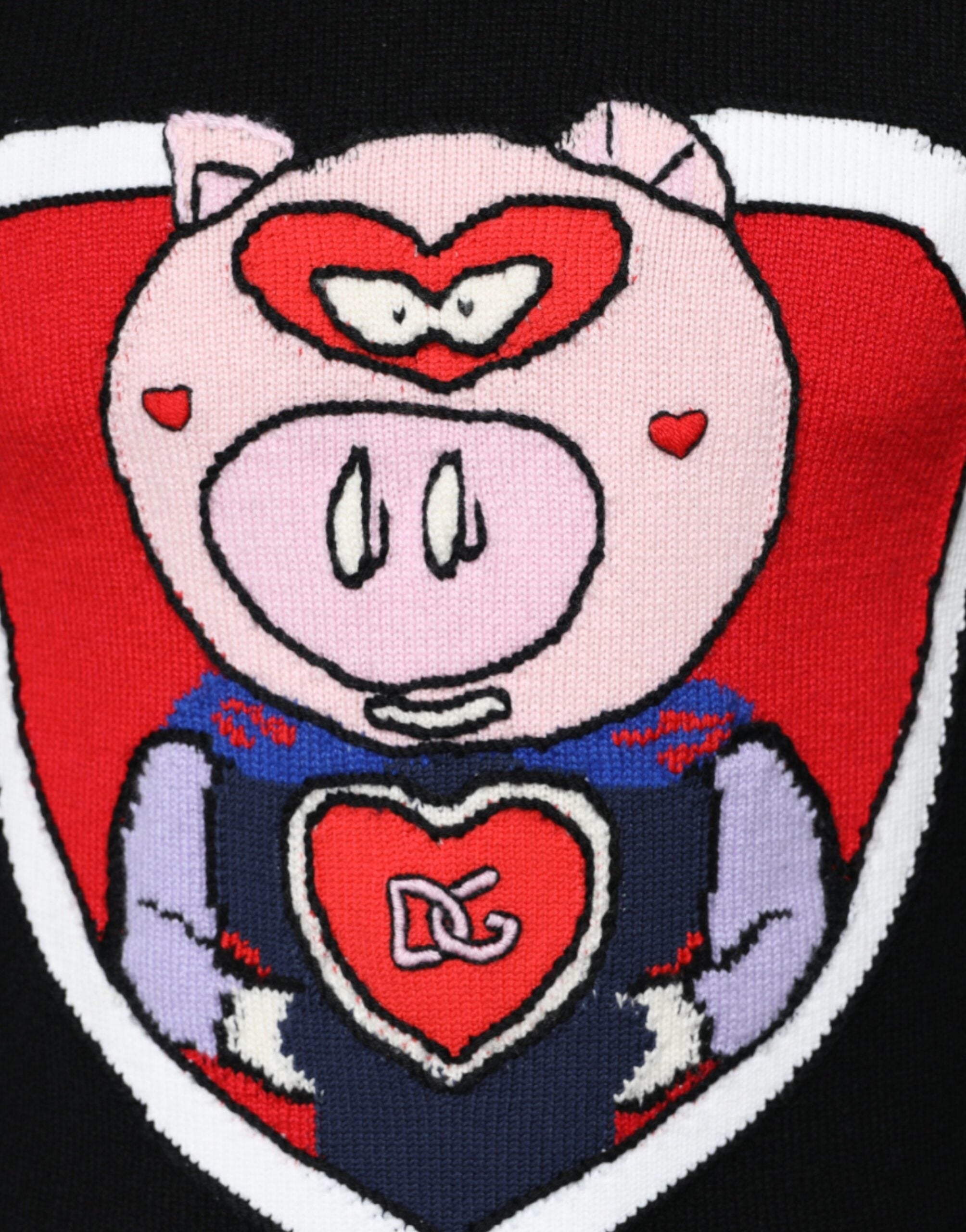 Dolce &amp; Gabbana – Pullover „Schwein des Jahres“ aus schwarzem Kaschmir