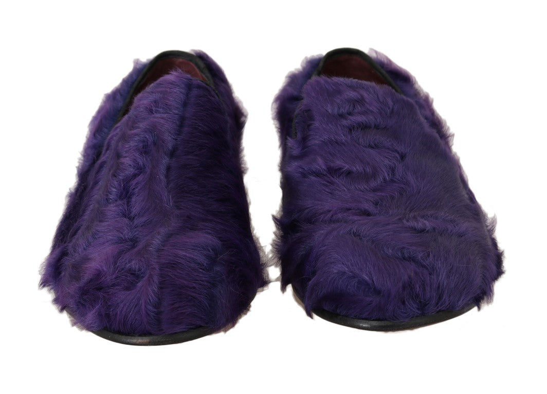Dolce &amp; Gabbana – Plüsch-Loafer aus lila Schafspelz