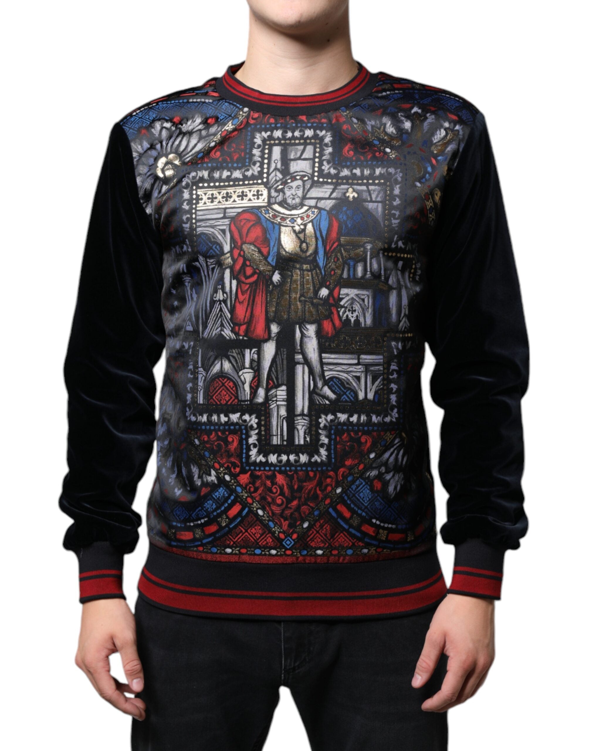 Dolce &amp; Gabbana Mehrfarbiges Jacquard-Sweatshirt mit Rundhalsausschnitt