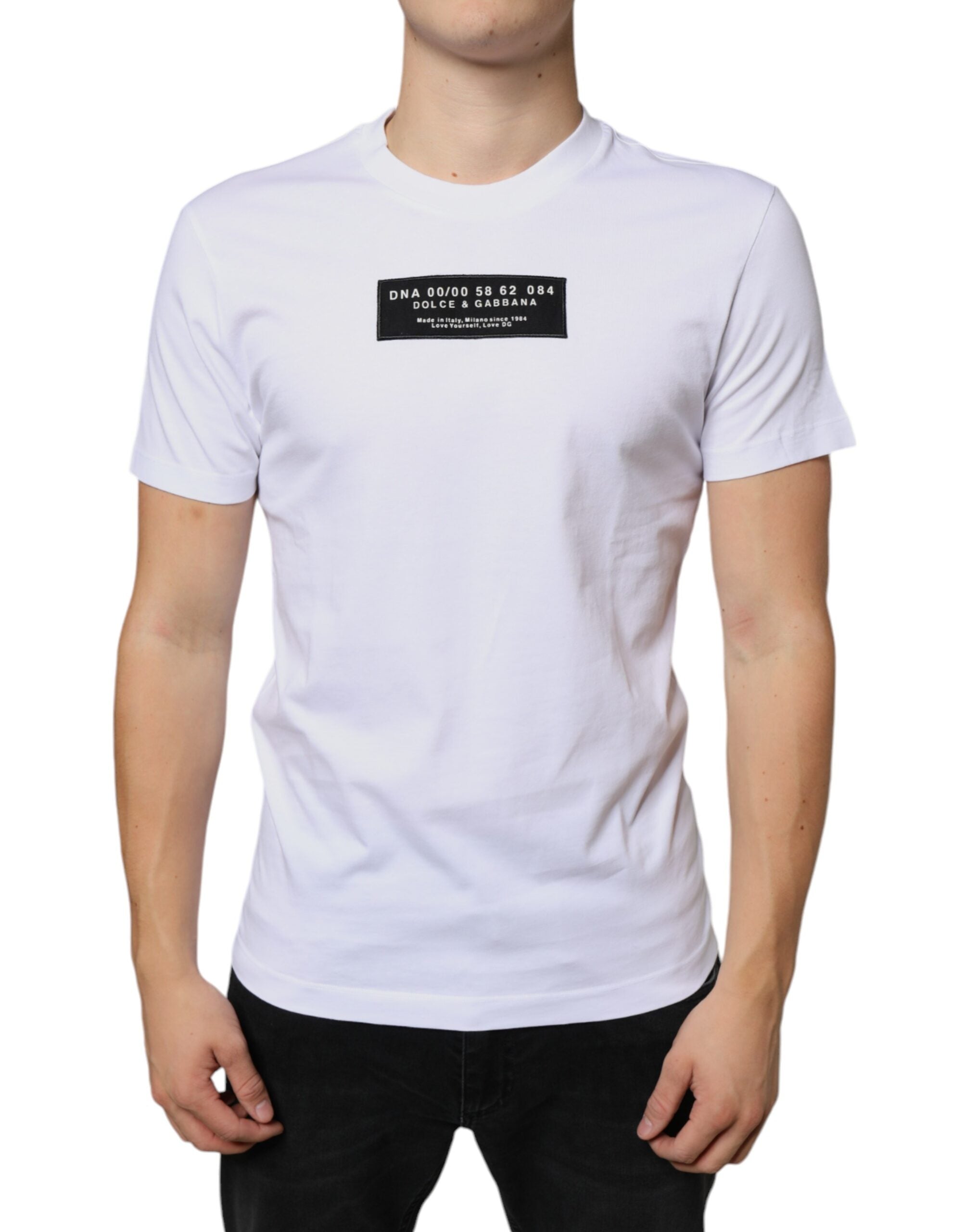 Dolce &amp; Gabbana – Lässiges T-Shirt aus weißer Baumwolle mit DG-Applikation