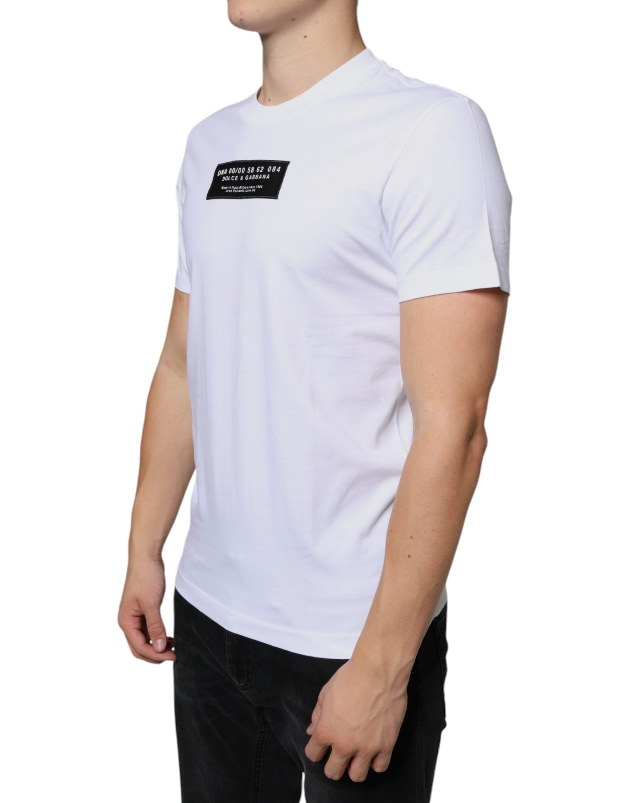 Dolce &amp; Gabbana – Lässiges T-Shirt aus weißer Baumwolle mit DG-Applikation