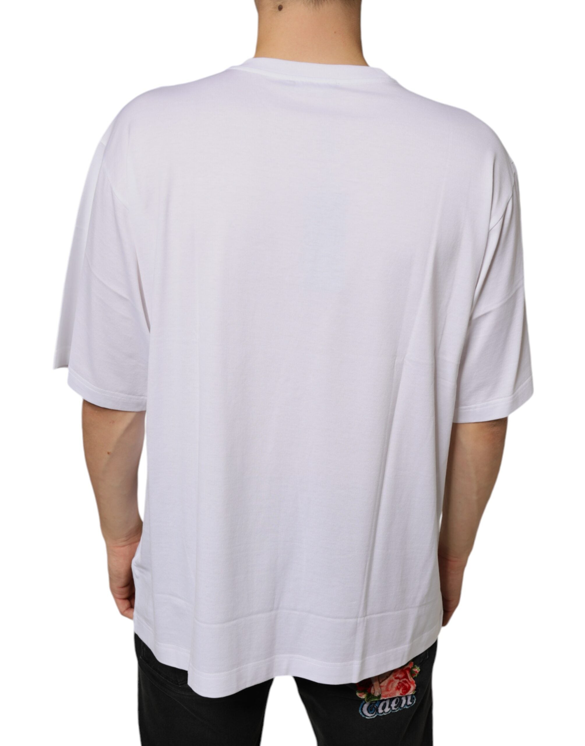 Dolce &amp; Gabbana – Kurzärmliges T-Shirt aus Baumwolle mit DG-Logo in Weiß