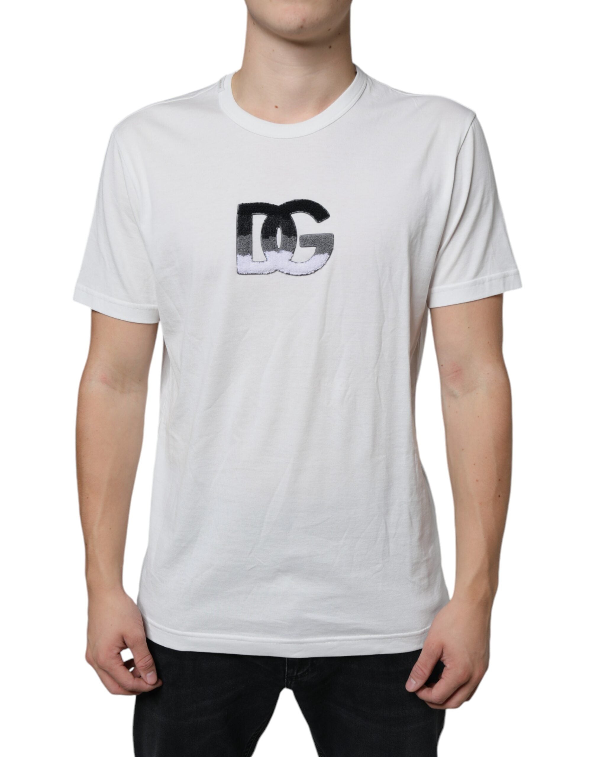 Dolce &amp; Gabbana – Weißes Baumwoll-T-Shirt mit DG-Logo-Print