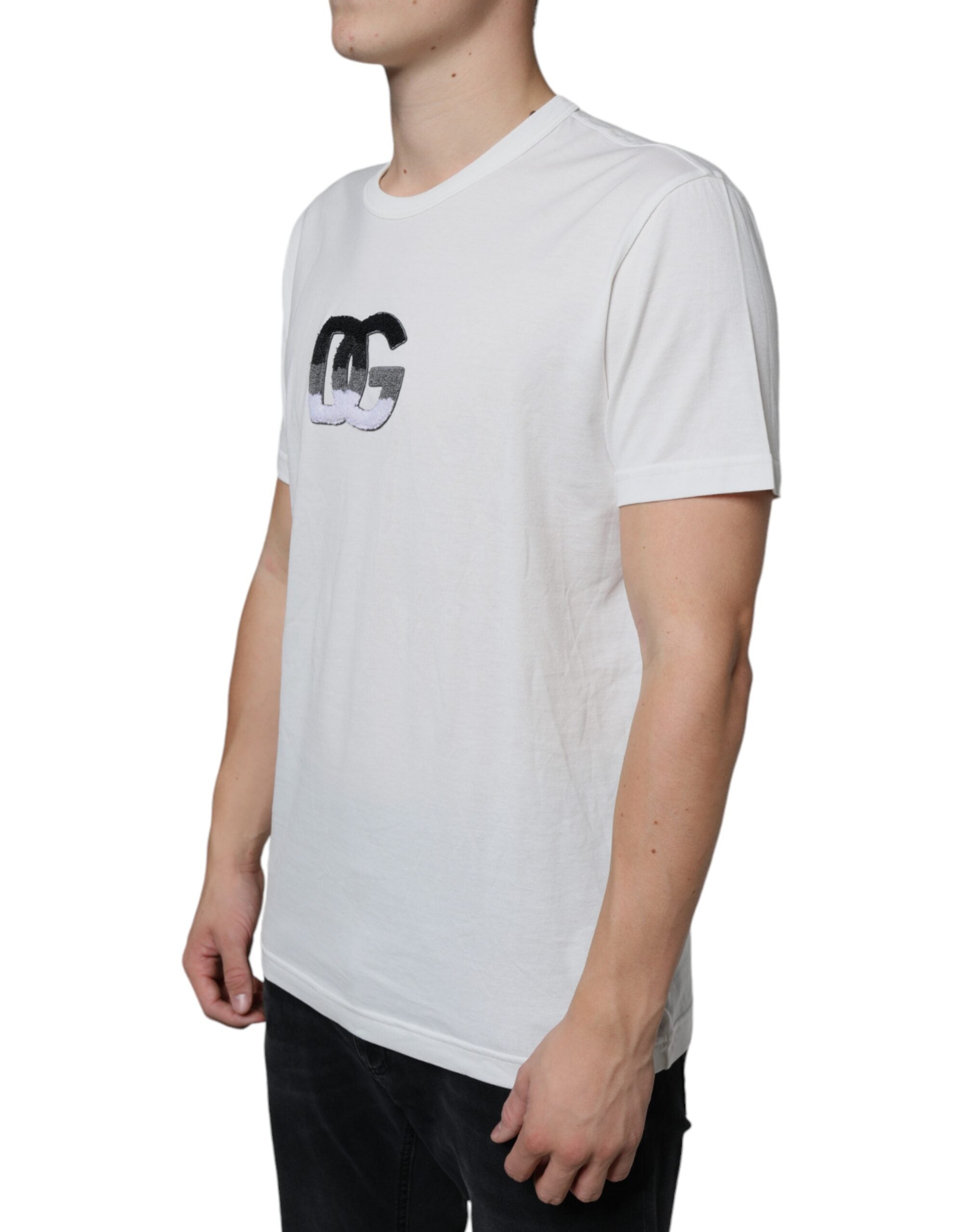 Dolce &amp; Gabbana – Weißes Baumwoll-T-Shirt mit DG-Logo-Print