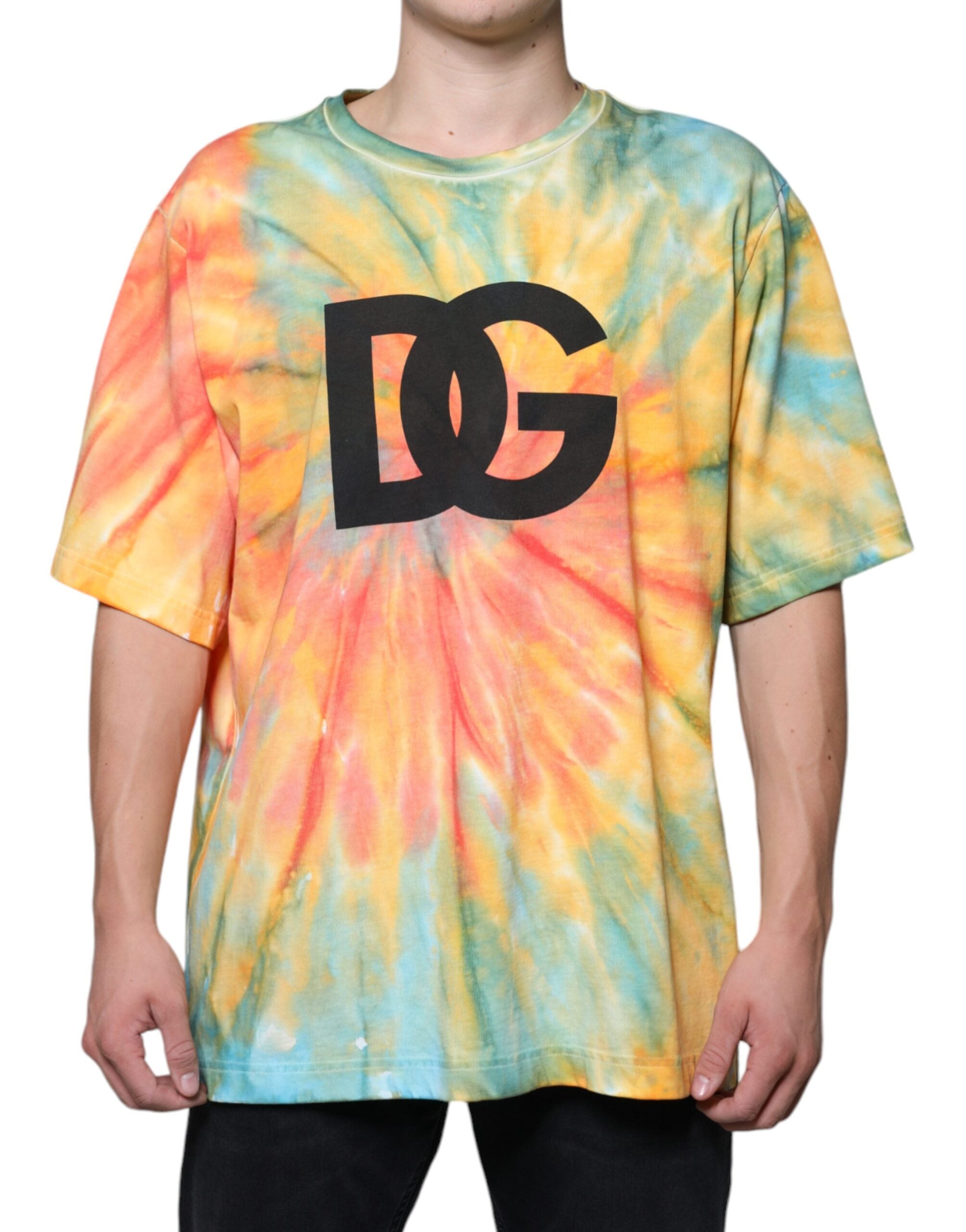 Dolce &amp; Gabbana Mehrfarbiges T-Shirt aus Baumwolle mit Batik-Logo