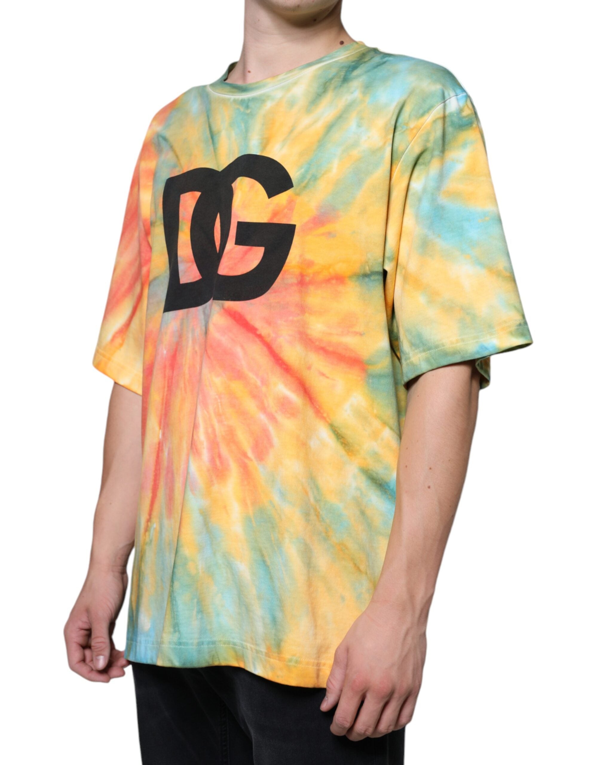 Dolce &amp; Gabbana Mehrfarbiges T-Shirt aus Baumwolle mit Batik-Logo