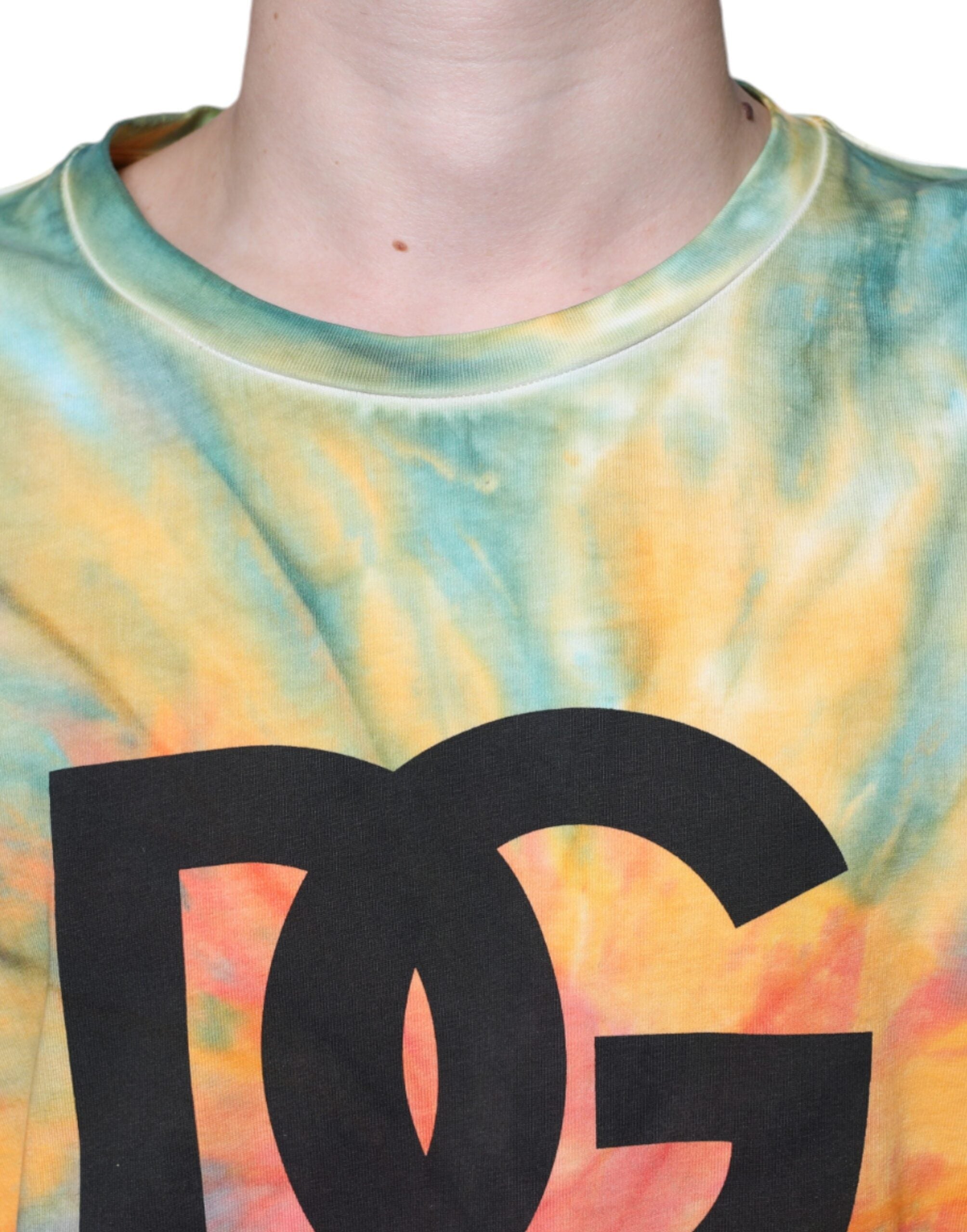 Dolce &amp; Gabbana Mehrfarbiges T-Shirt aus Baumwolle mit Batik-Logo