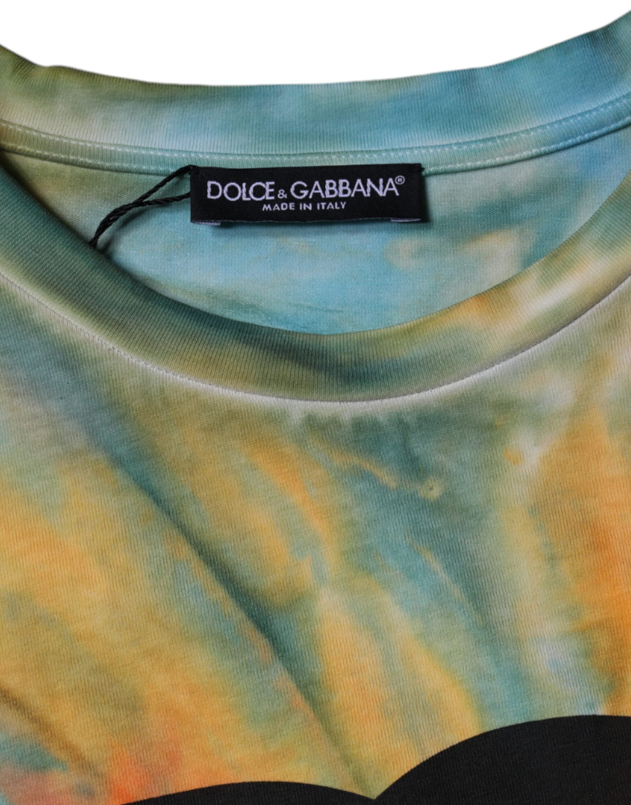 Dolce &amp; Gabbana Mehrfarbiges T-Shirt aus Baumwolle mit Batik-Logo