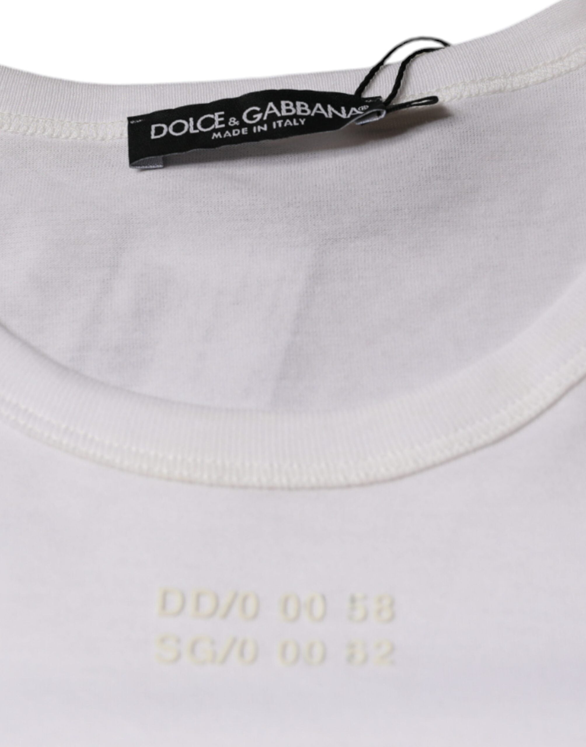 Dolce &amp; Gabbana – Weißes T-Shirt mit kurzen Ärmeln aus Baumwolle mit Tasche